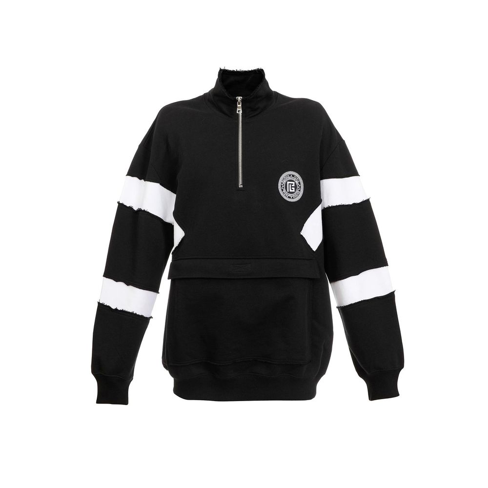 Sweat-shirt en coton avec logo circulaire Balmain