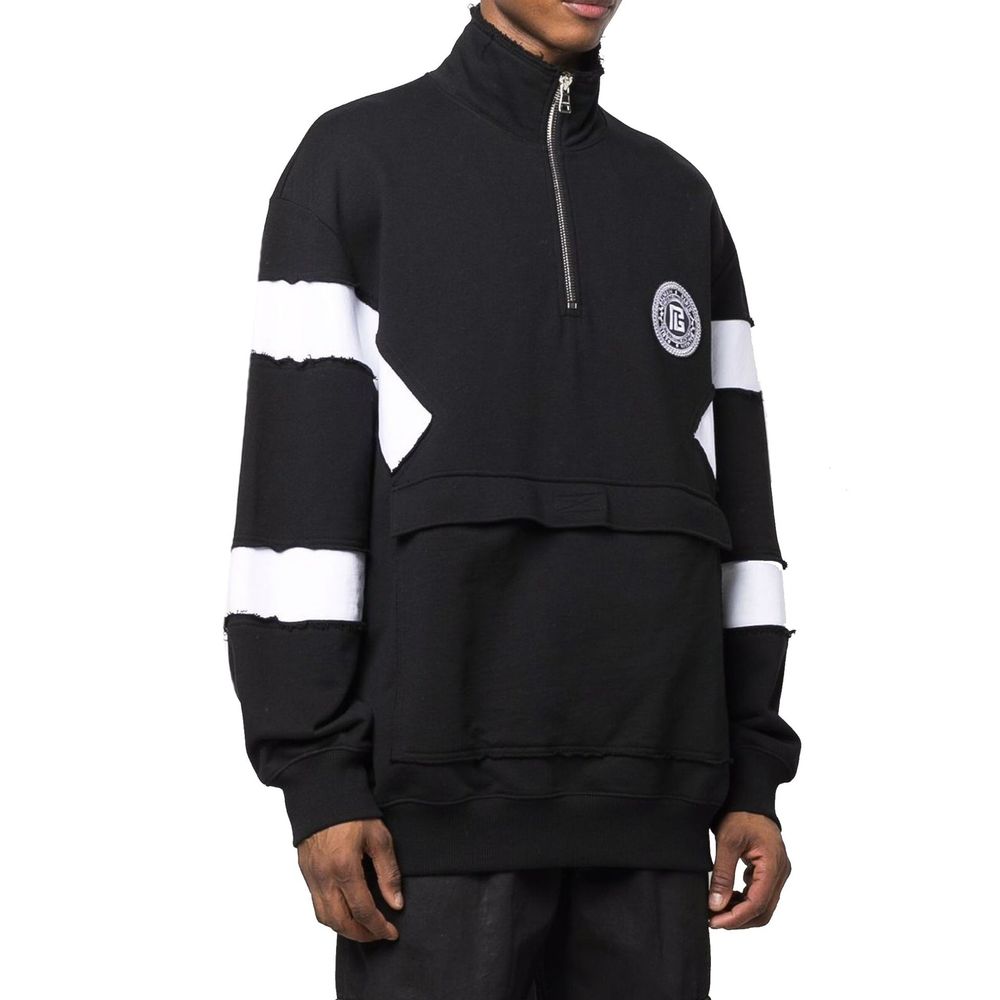 Sweat-shirt en coton avec logo circulaire Balmain