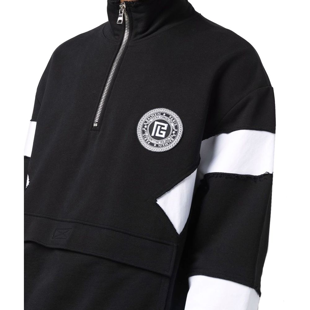 Sweat-shirt en coton avec logo circulaire Balmain