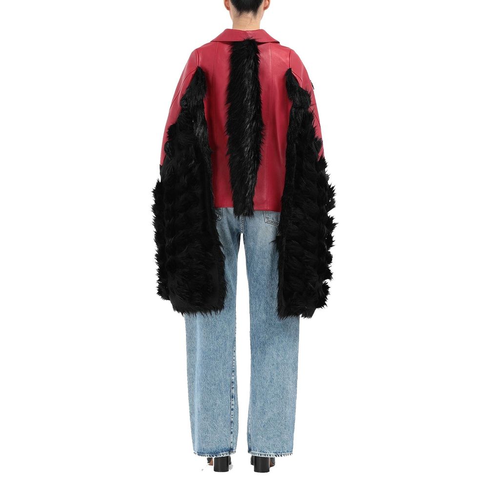 Manteau-cape en cuir à garniture en fausse fourrure de Maison Margiela
