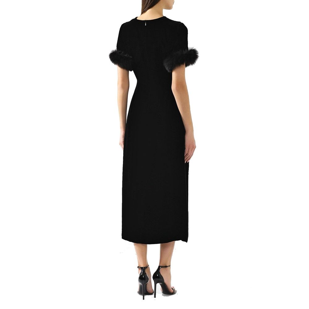Robe midi en velours avec garniture en fourrure Fendi
