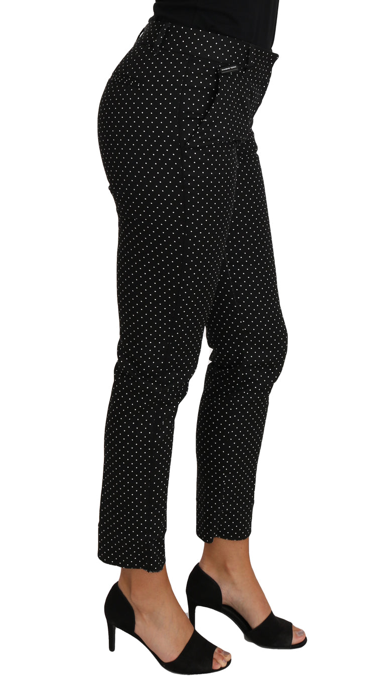 Pantalon droit court à pois noirs Dolce & Gabbana