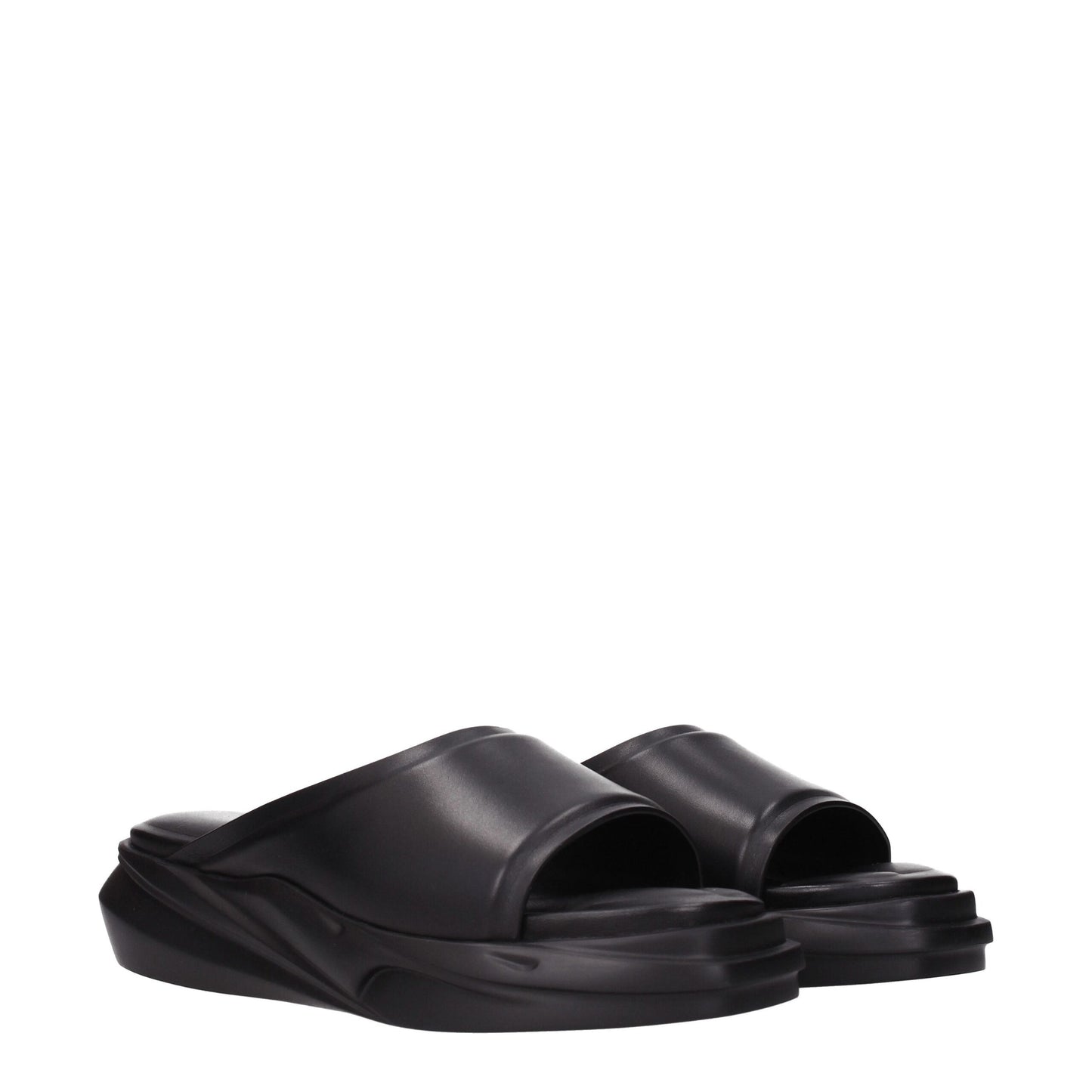 Alyx Zwarte Lederen Slippers Sandalen
