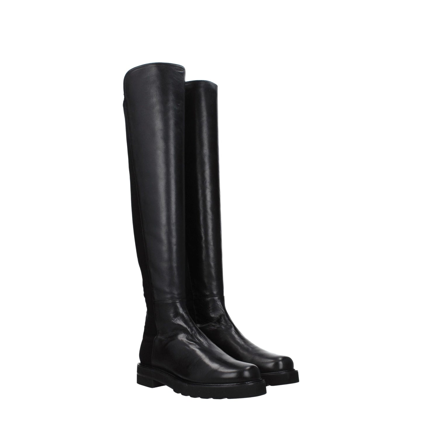 Stuart Weitzman Zwarte Lederen Overknee-Schoenen