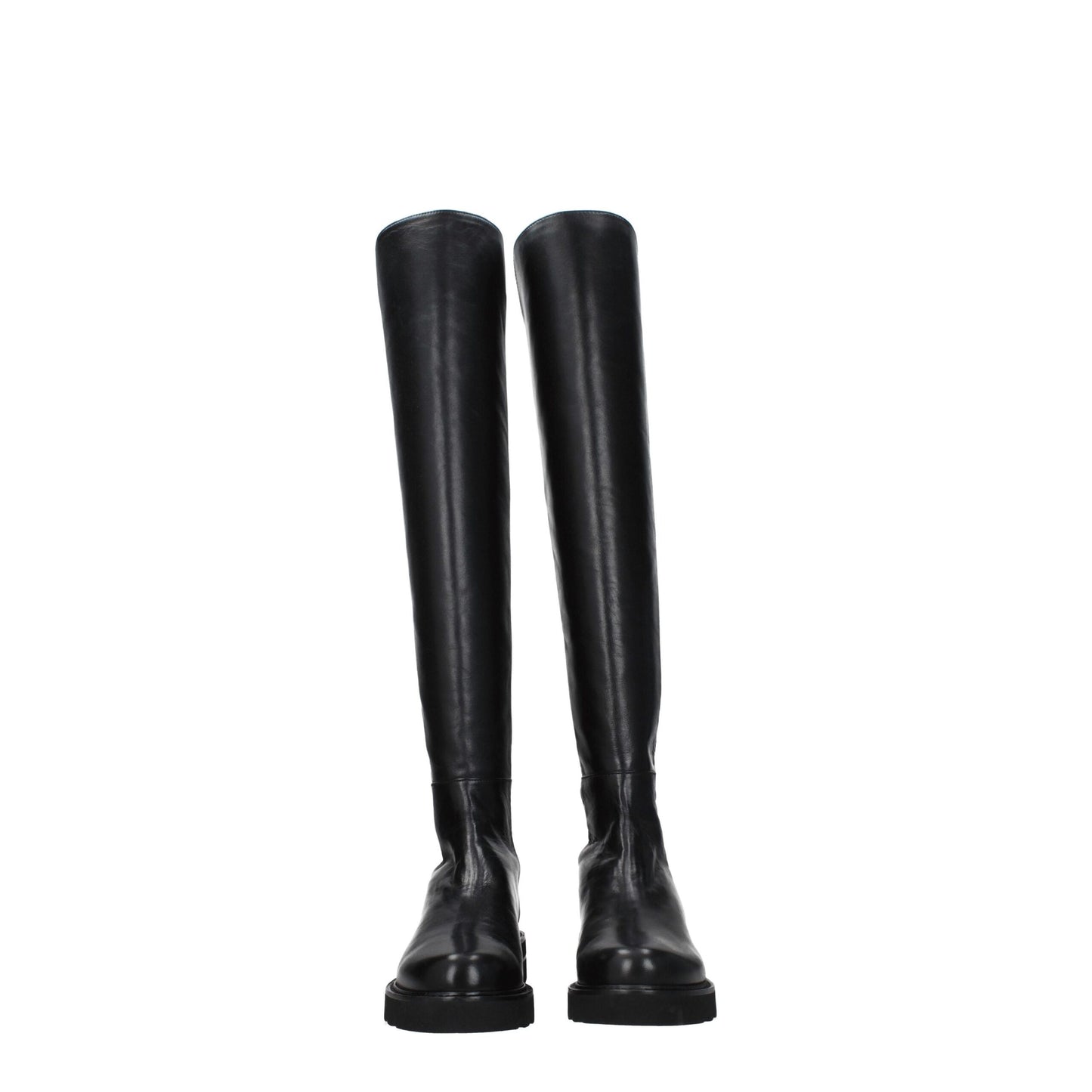 Stuart Weitzman Zwarte Lederen Overknee-Schoenen
