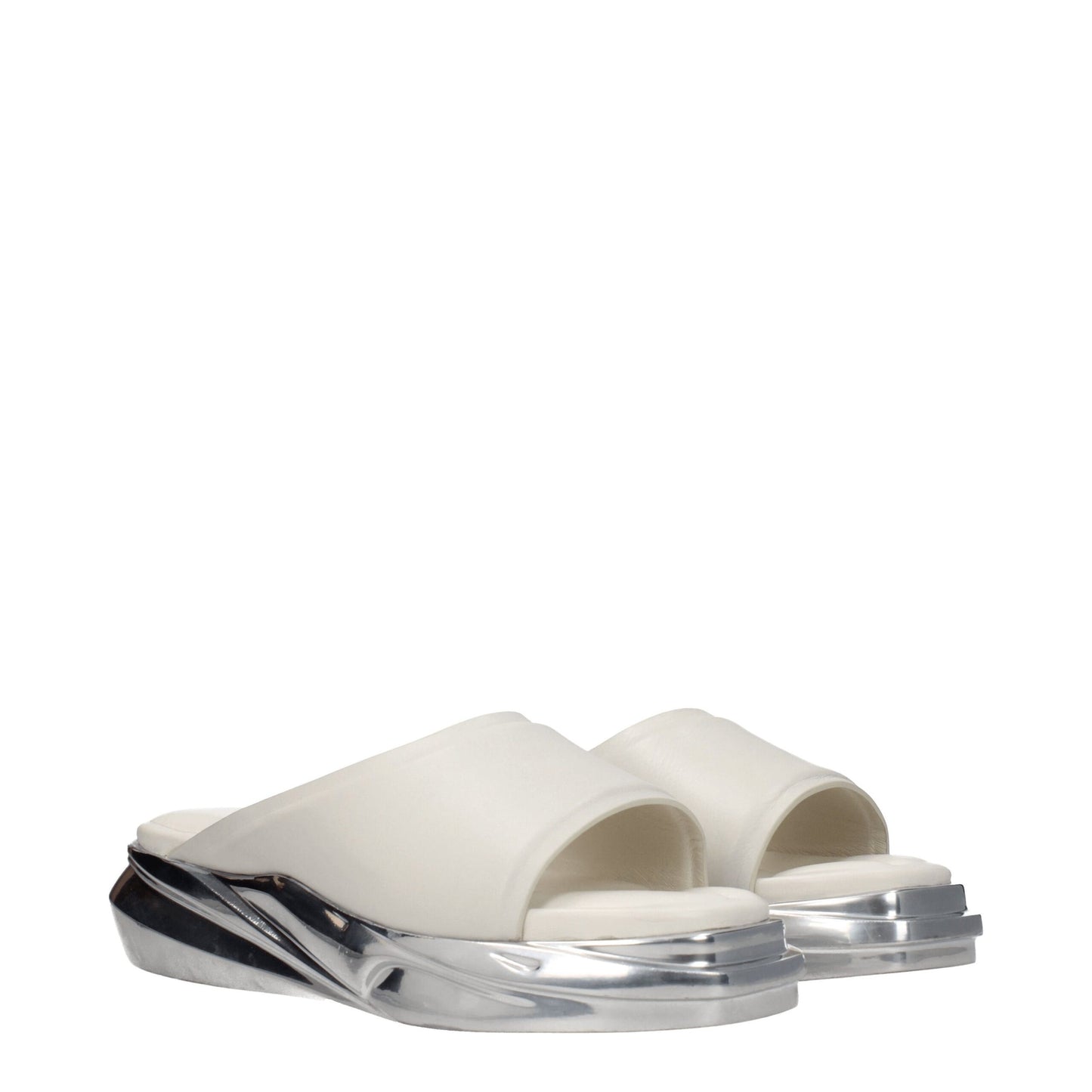 Sandales-chaussons en cuir gris Alyx
