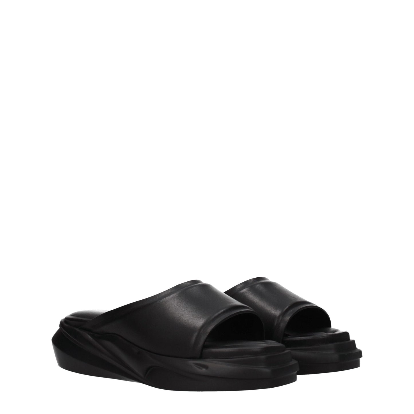 Alyx Zwarte Lederen Slippers Sandalen