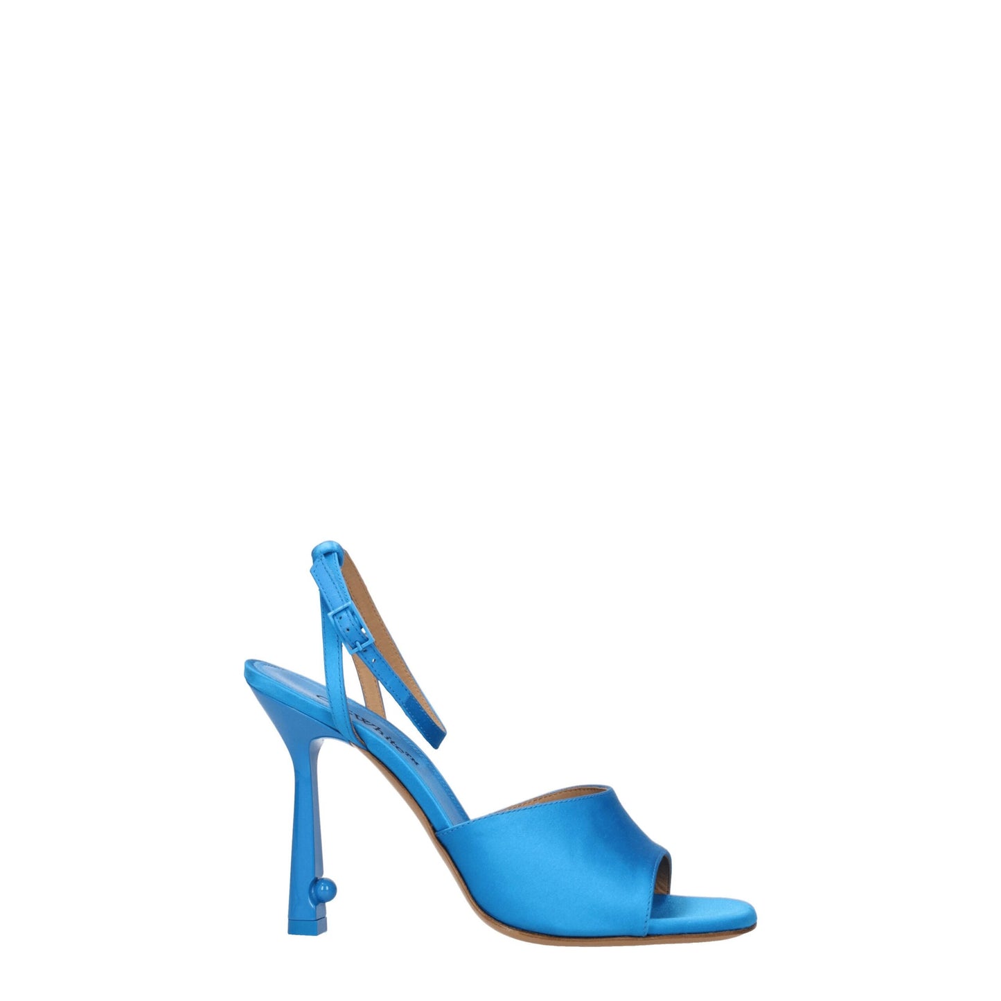 Off-white blauwe satijnen stiletto hakken sandalen
