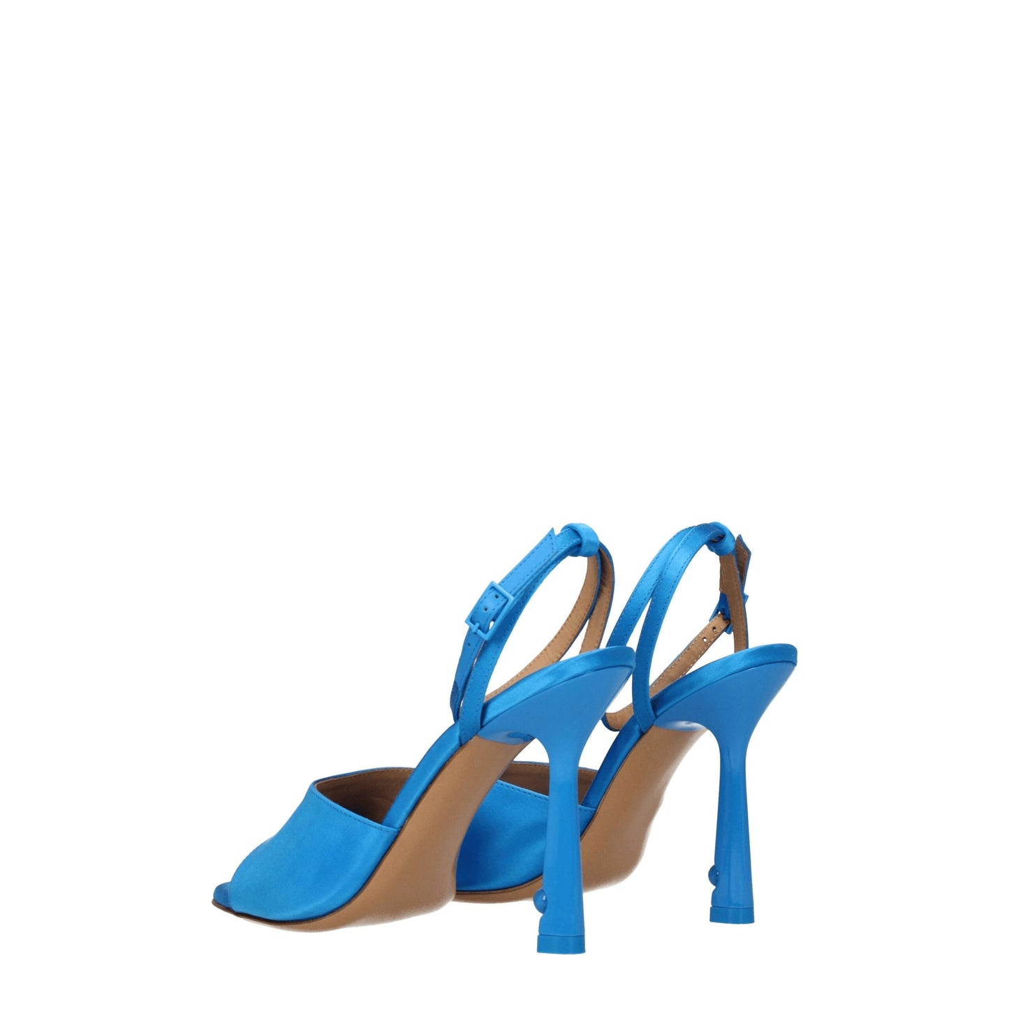 Off-white blauwe satijnen stiletto hakken sandalen