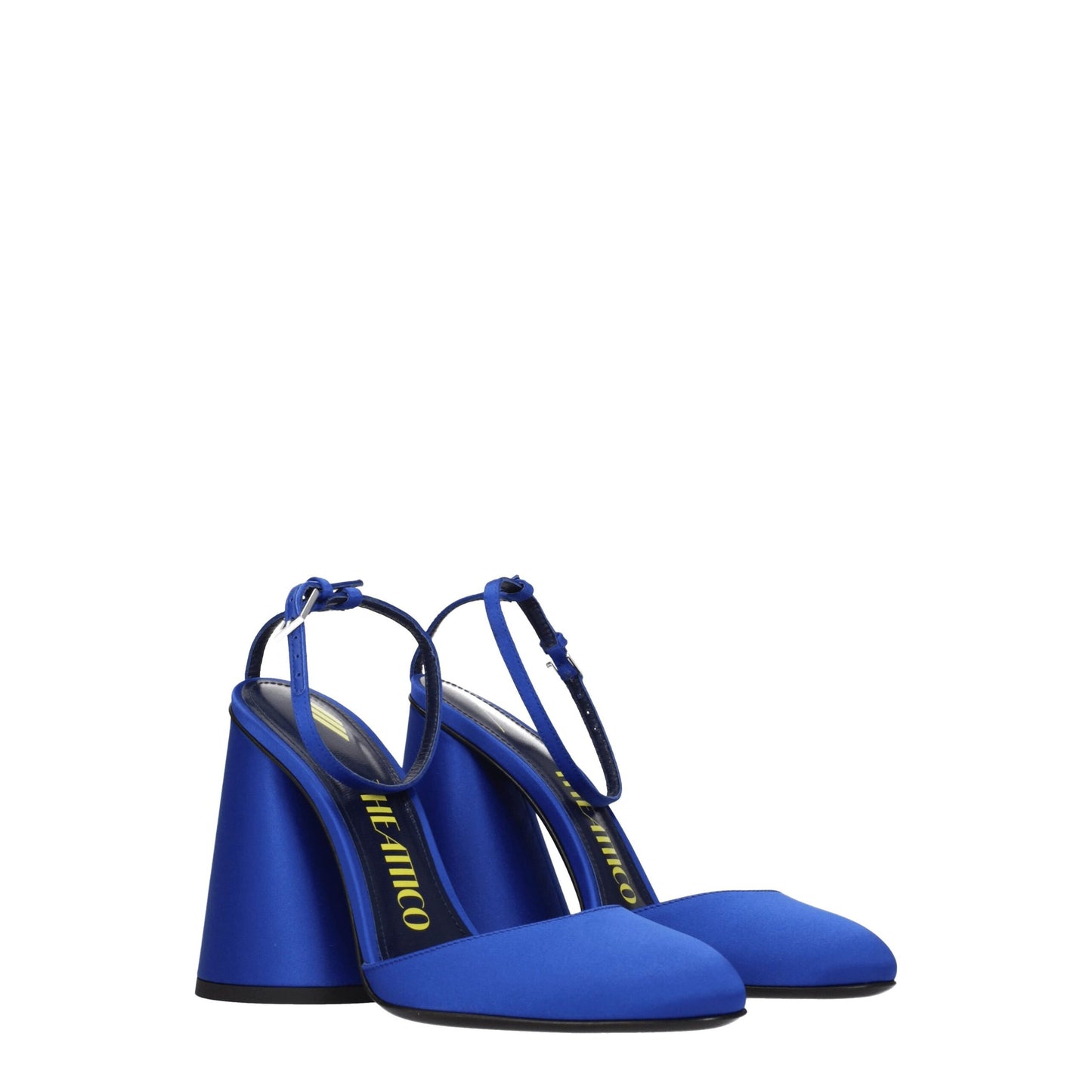 De Attico blauwe platformeschoenen van satijn