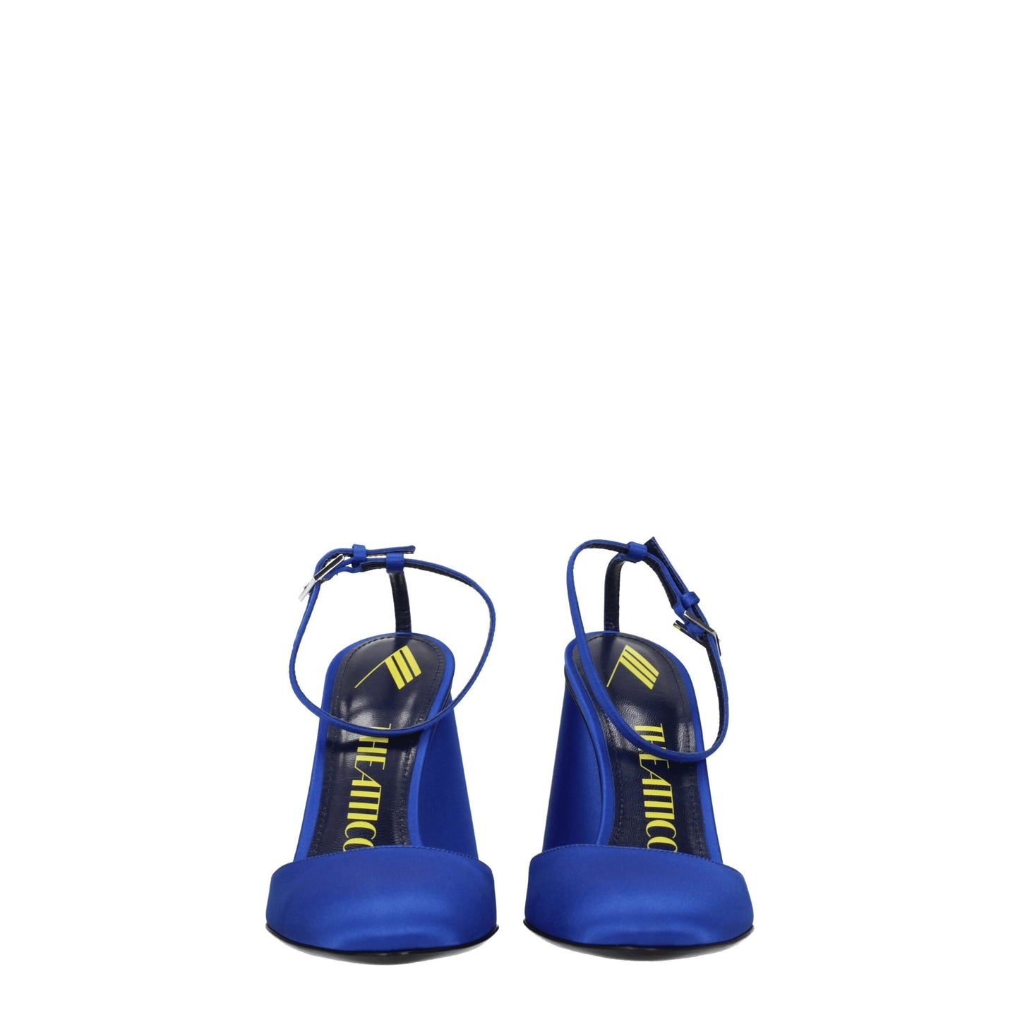 De Attico blauwe platformeschoenen van satijn