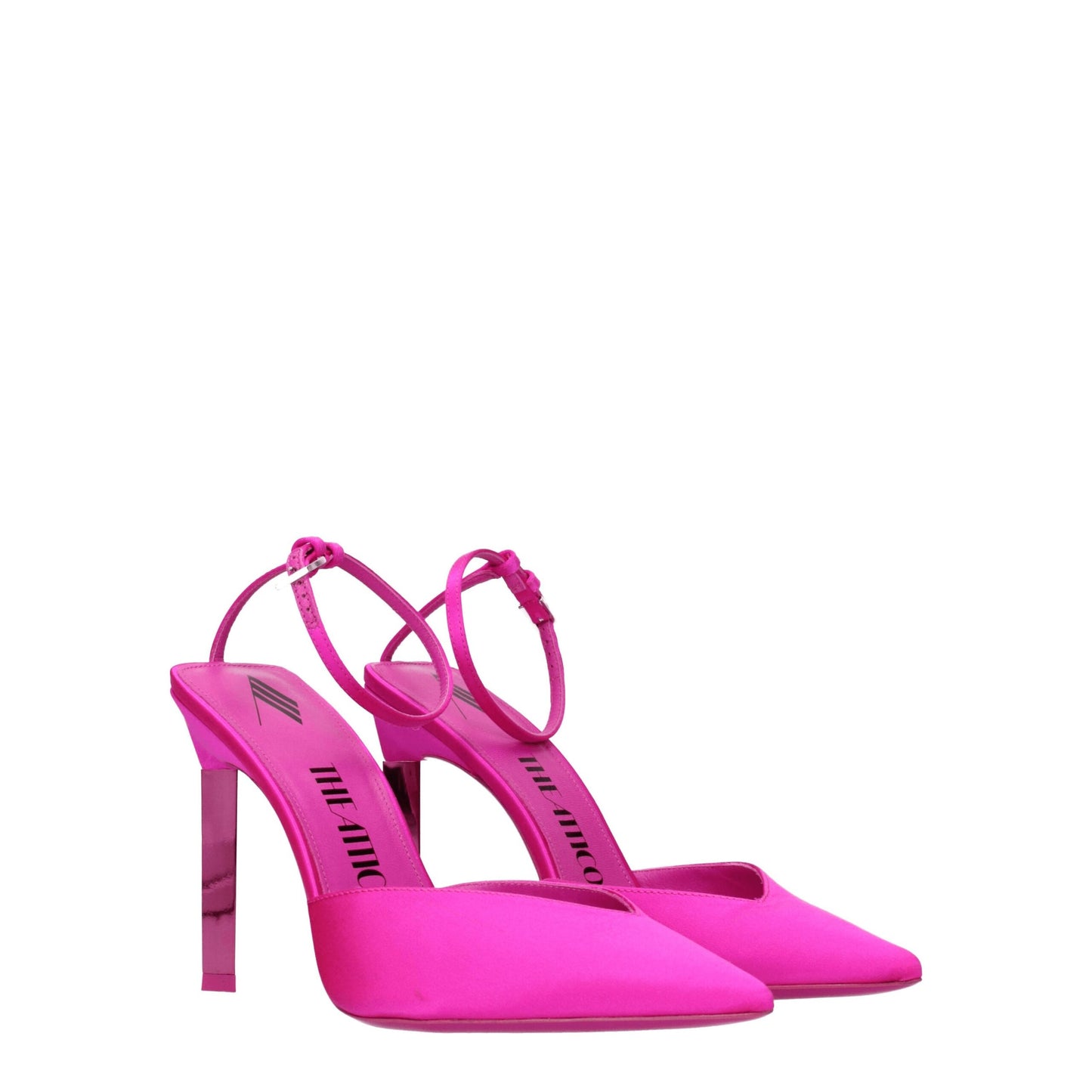 Les sandales à talons aiguilles en satin rose de The Attico