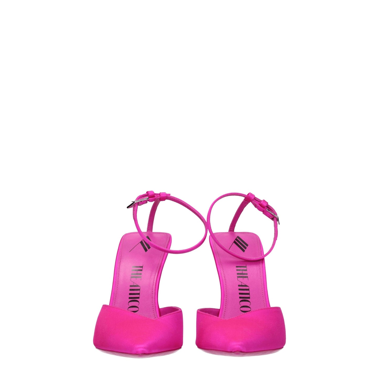 Les sandales à talons aiguilles en satin rose de The Attico