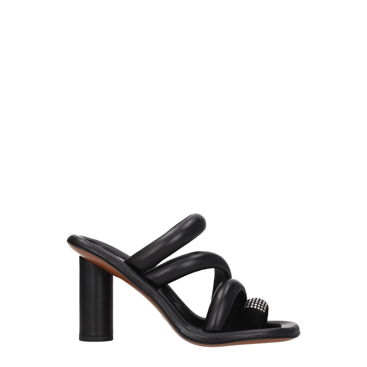 Ambush Zwarte Lederen Stiletto Hakken Sandalen