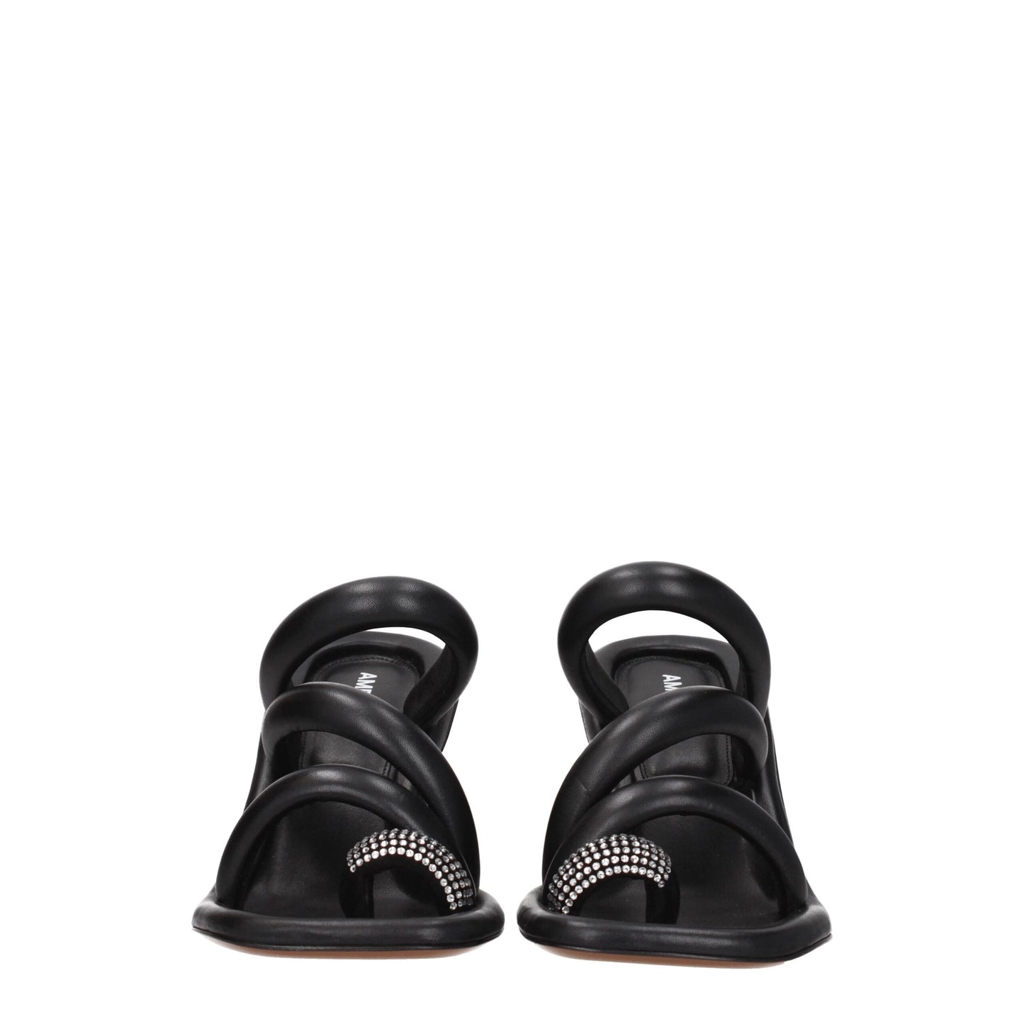 Ambush Zwarte Lederen Stiletto Hakken Sandalen