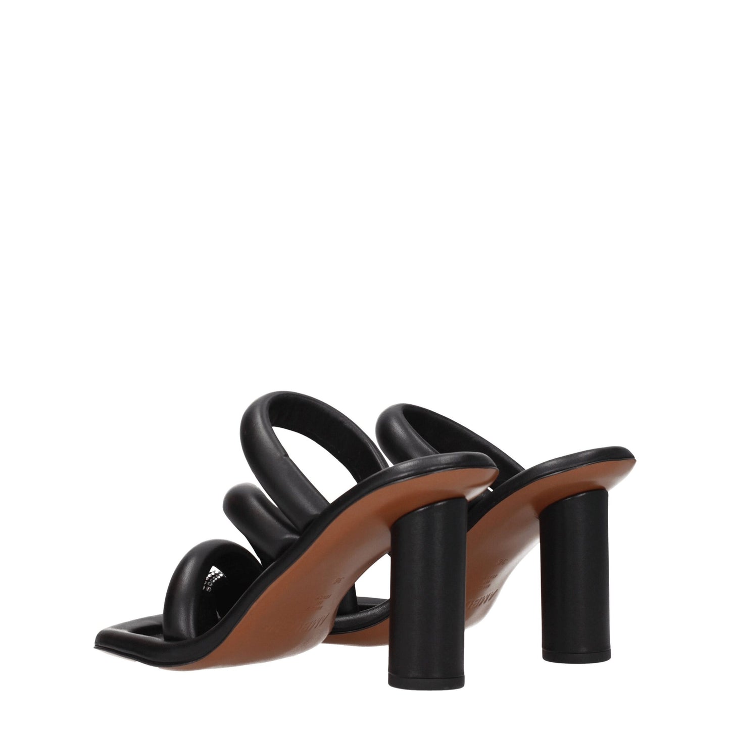 Ambush Zwarte Lederen Stiletto Hakken Sandalen