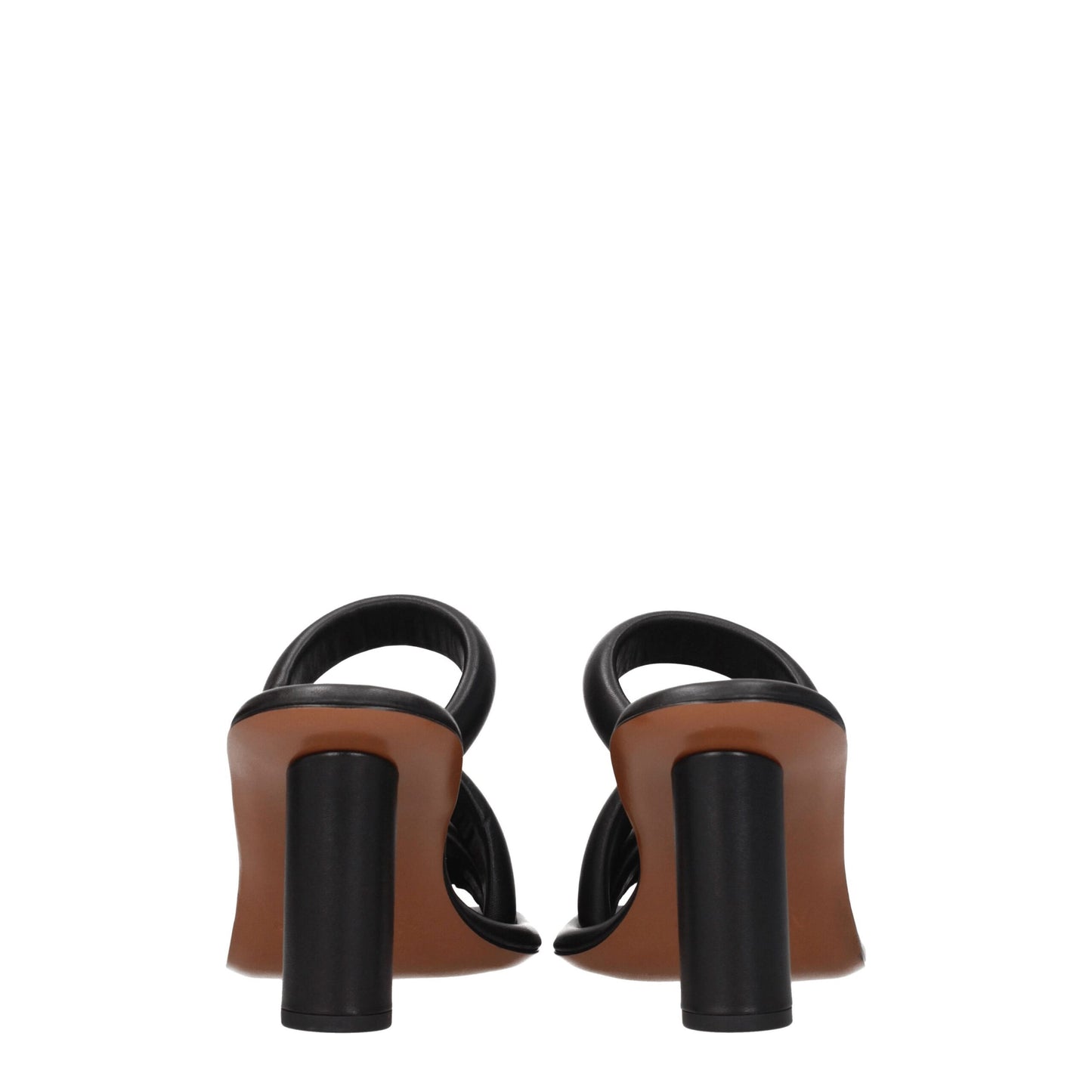 Ambush Zwarte Lederen Stiletto Hakken Sandalen