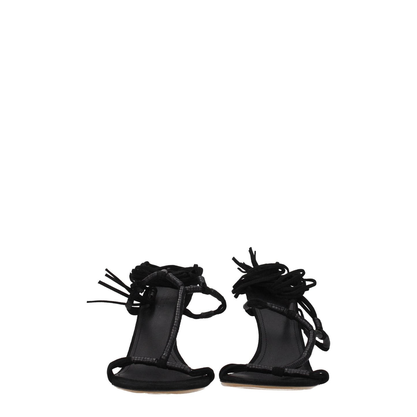 Isabel Marant Zwarte Lederen Stiletto Hakken Sandalen