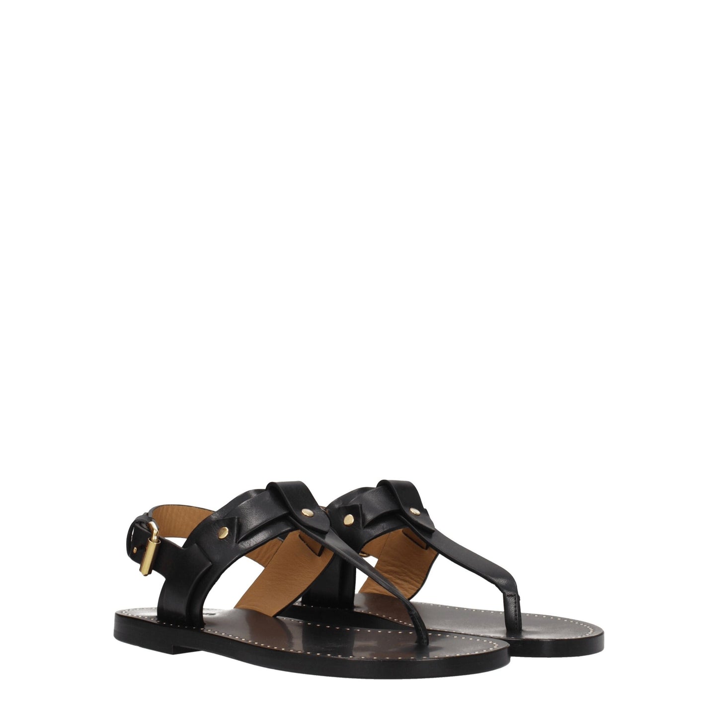 Isabel Marant Zwarte Leren Flip-Flop Sandalen