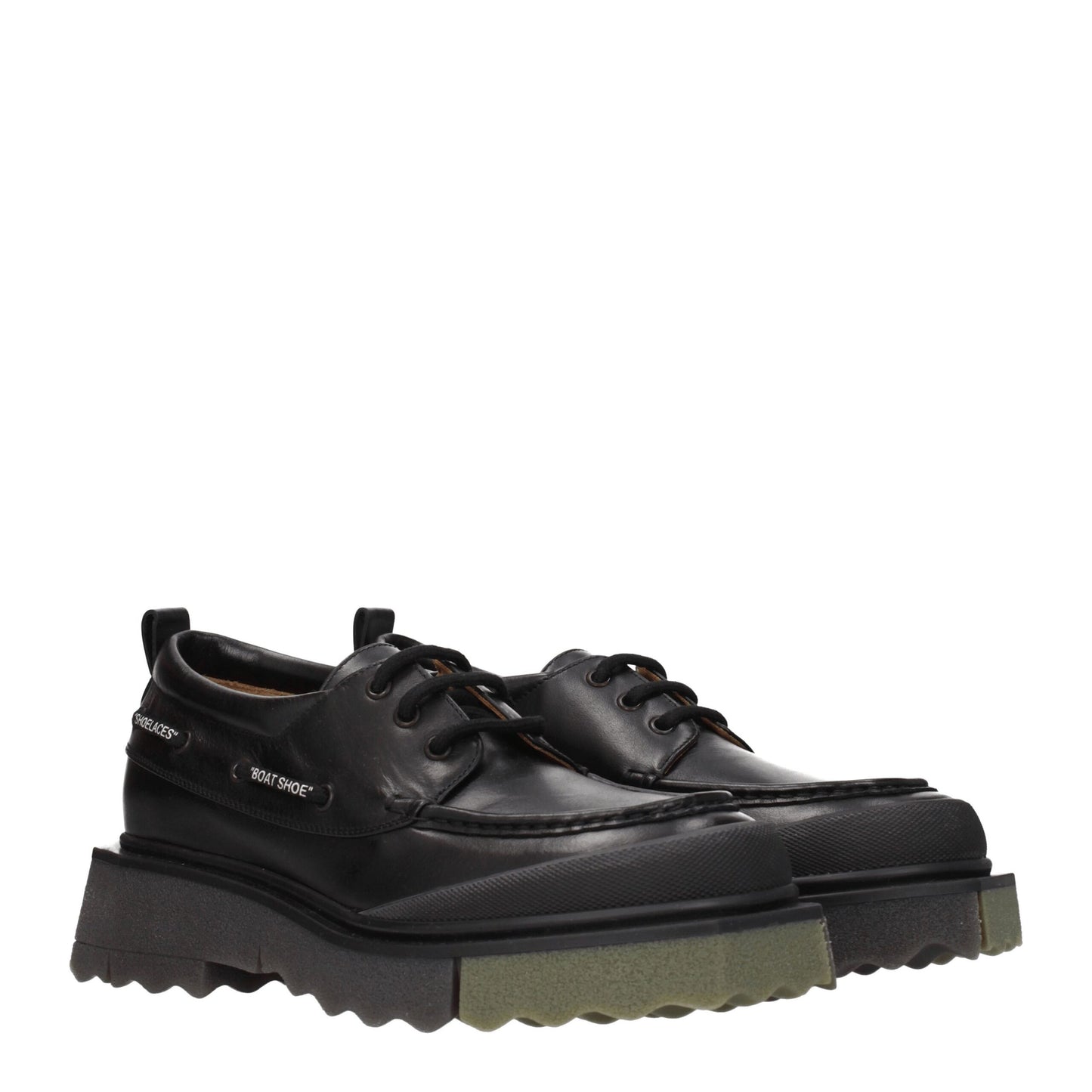 Mocassins à enfiler en cuir blanc cassé et noir
