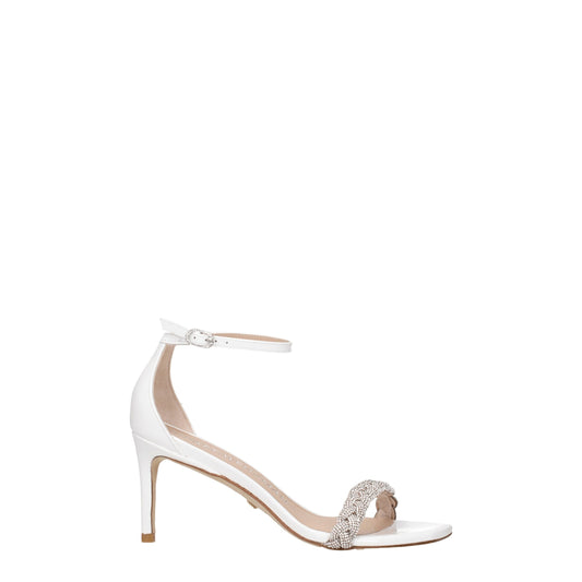 Stuart Weitzman witte leren stiletto hakken sandalen