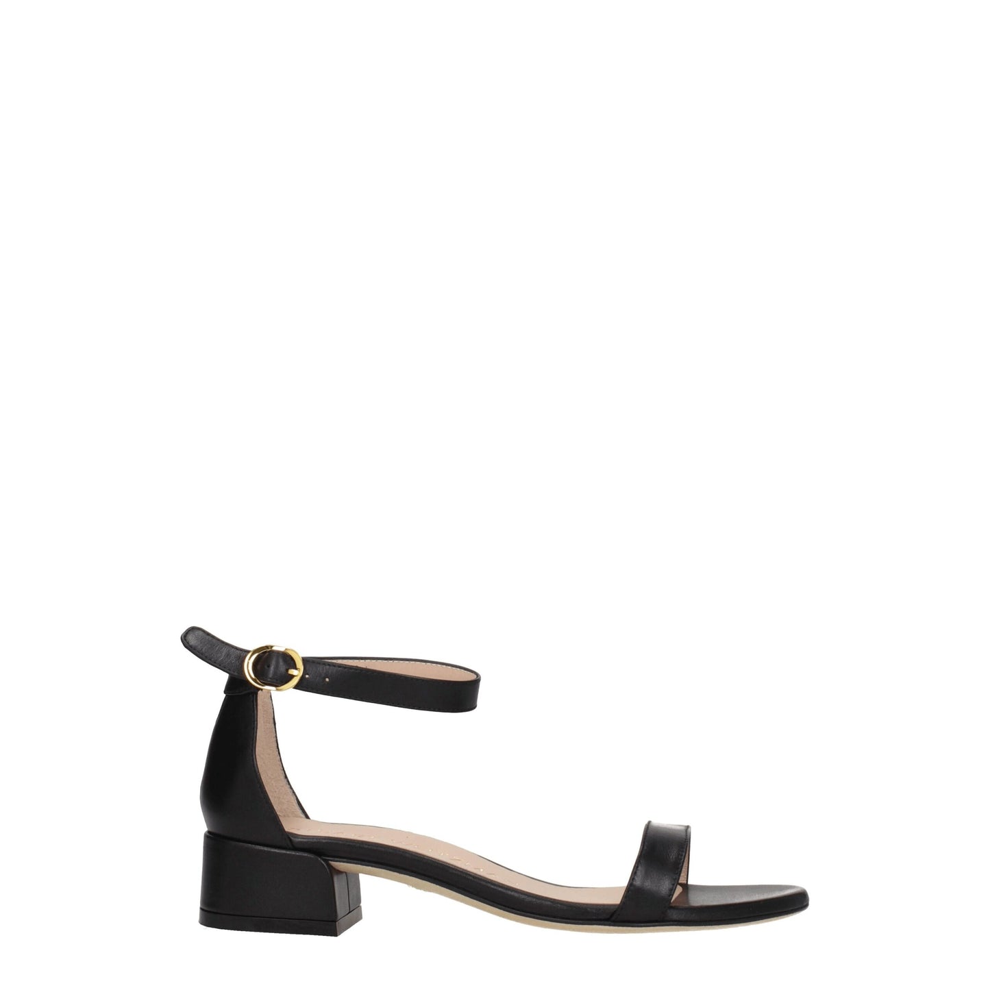 Stuart Weitzman Zwarte Lederen Platte Sandalen