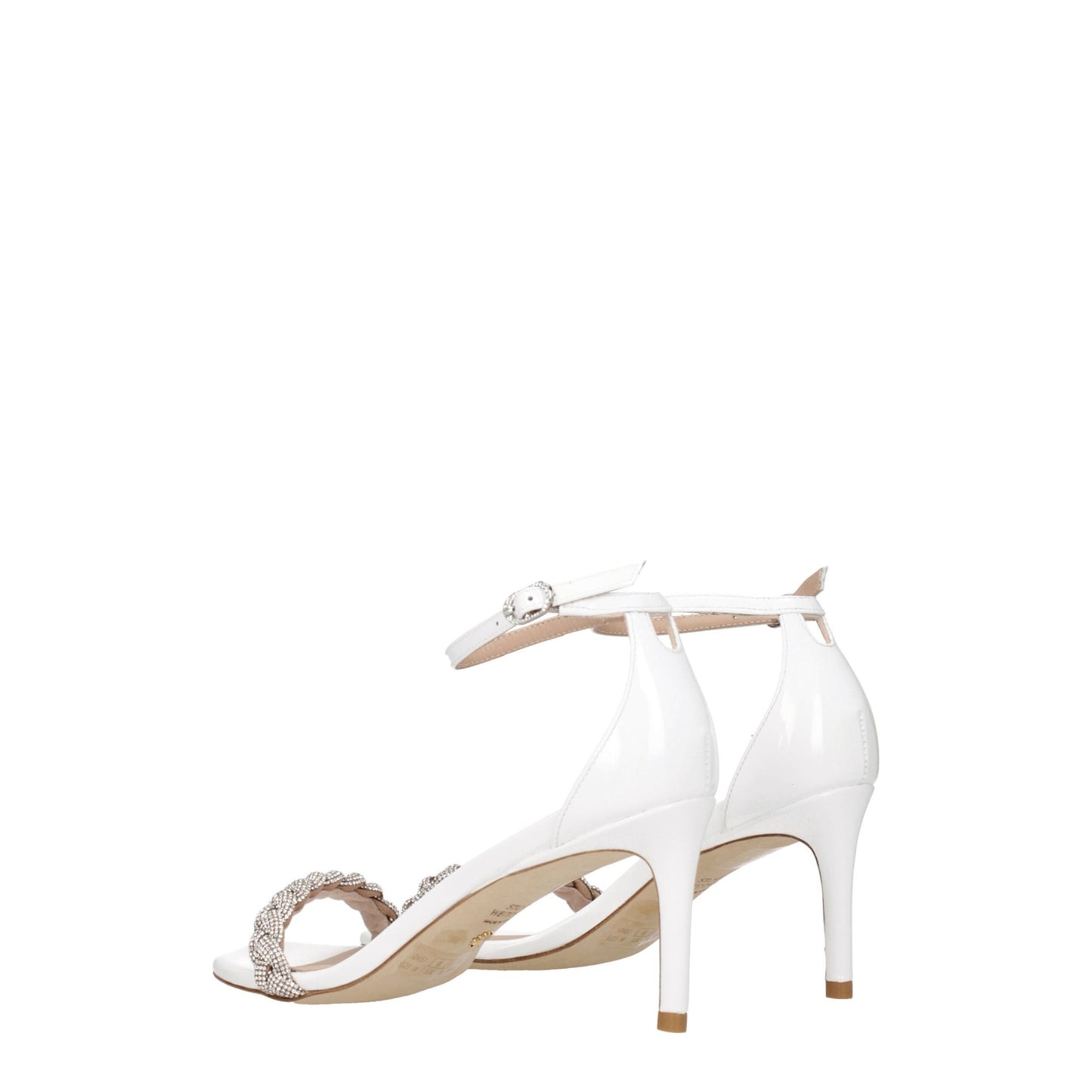 Stuart Weitzman witte leren stiletto hakken sandalen