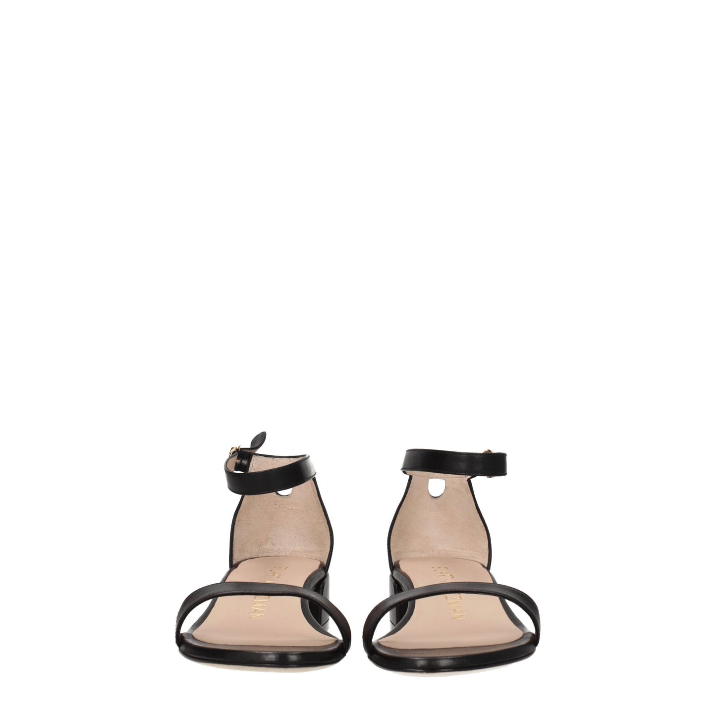 Stuart Weitzman Zwarte Lederen Platte Sandalen