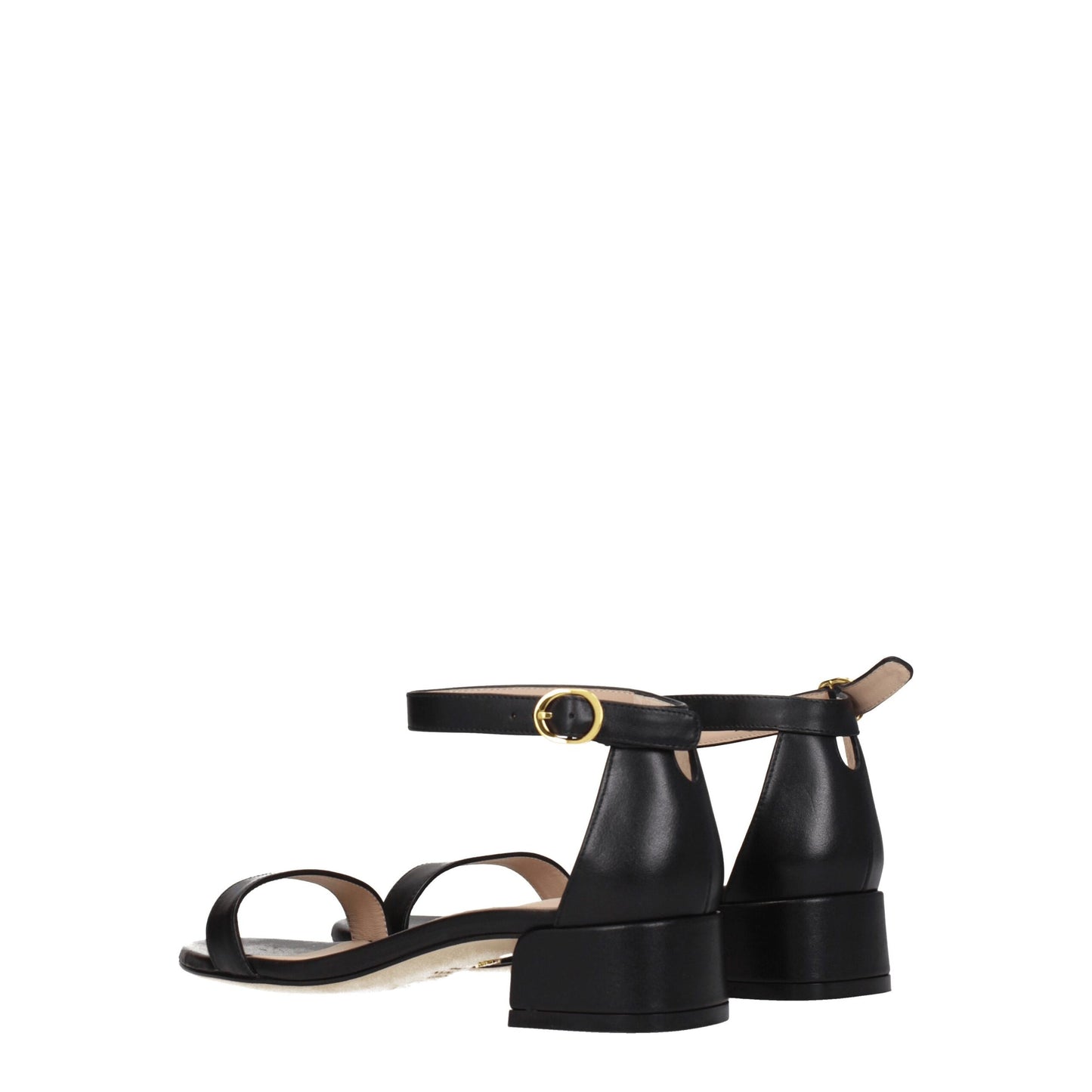 Stuart Weitzman Zwarte Lederen Platte Sandalen