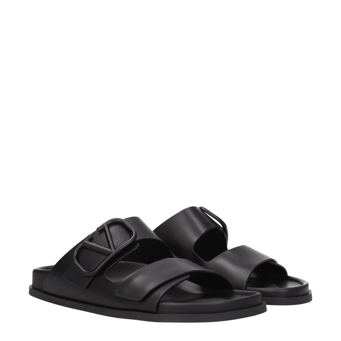 Sandales-chaussons en cuir noir Valentino Garavani