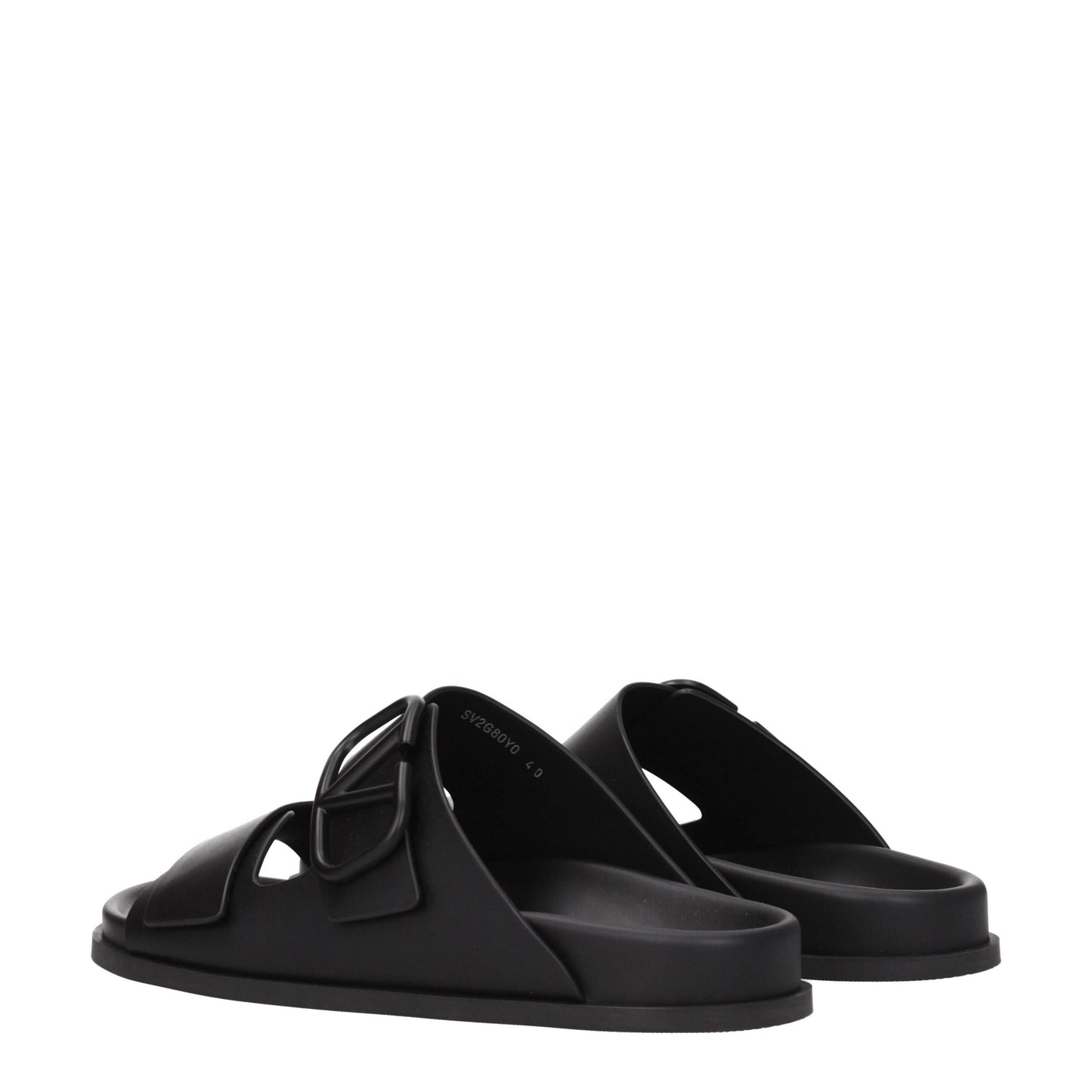 Sandales-chaussons en cuir noir Valentino Garavani