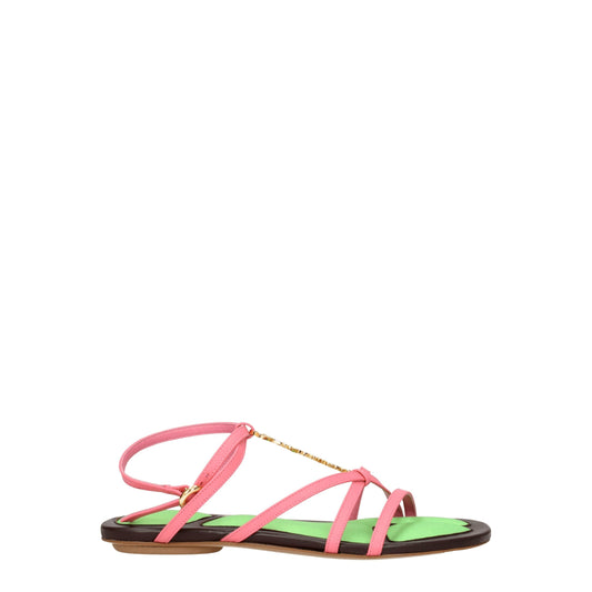 Jacquemus Roze Lederen Platte Sandalen