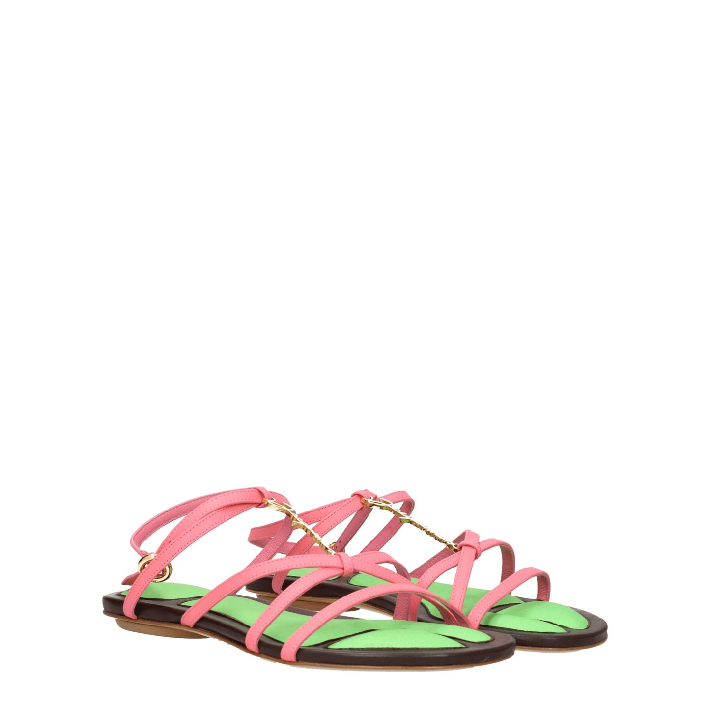 Jacquemus Roze Lederen Platte Sandalen