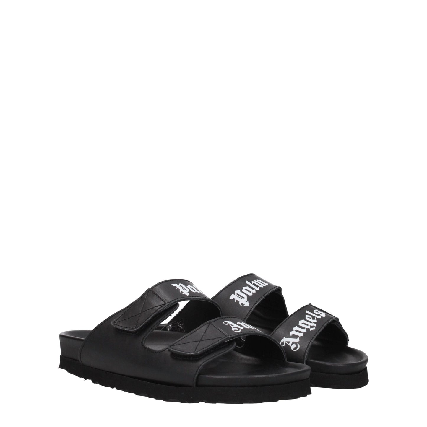 Palm Angels Zwarte Lederen Platte Sandalen