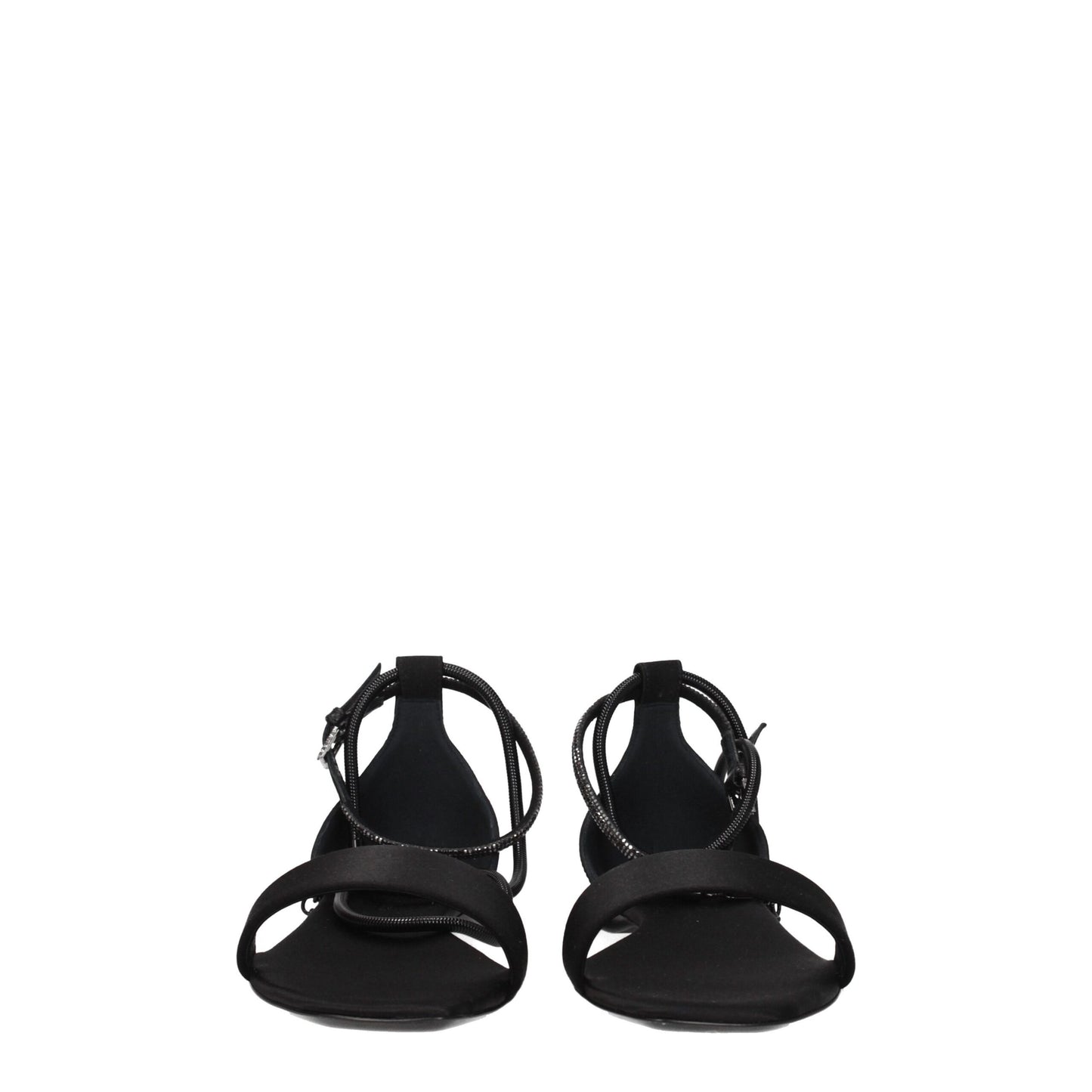 Max Mara Zwarte Satijnen Platte Sandalen