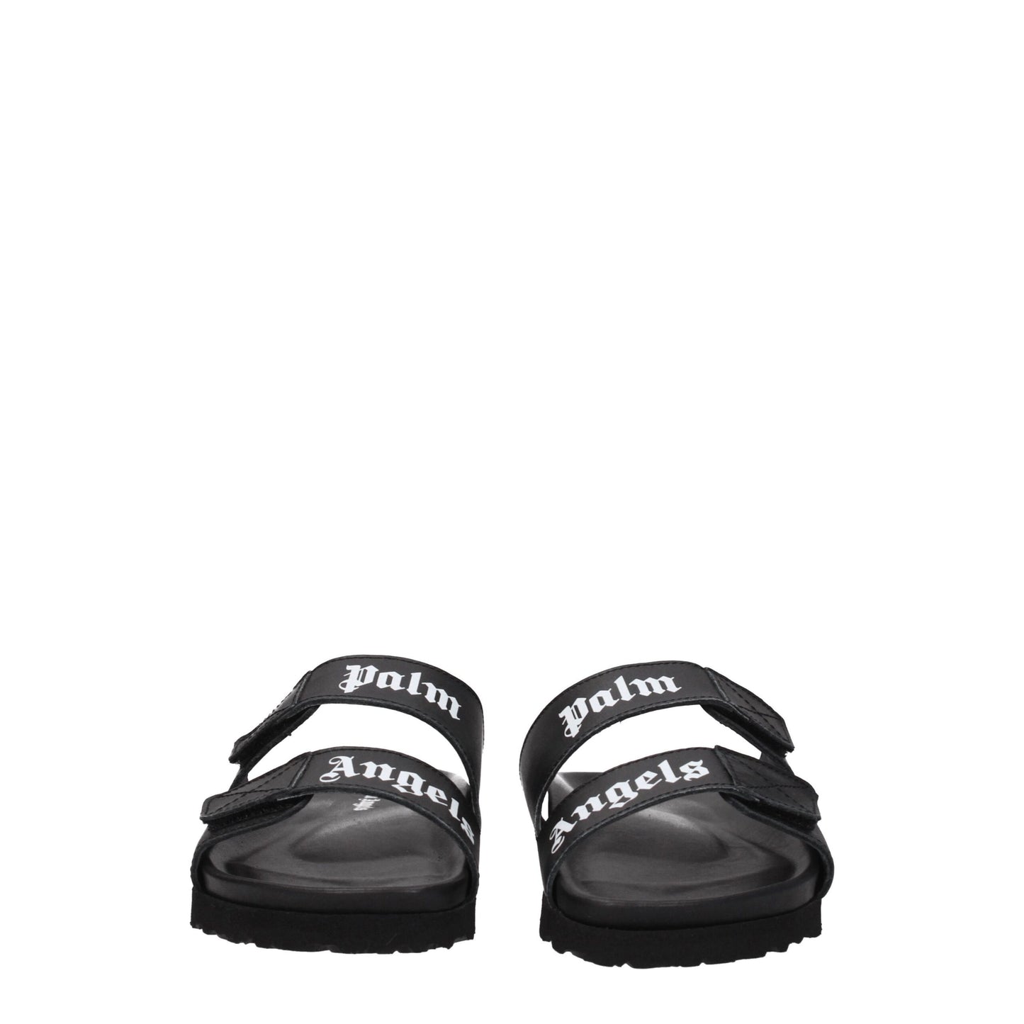 Palm Angels Zwarte Lederen Platte Sandalen