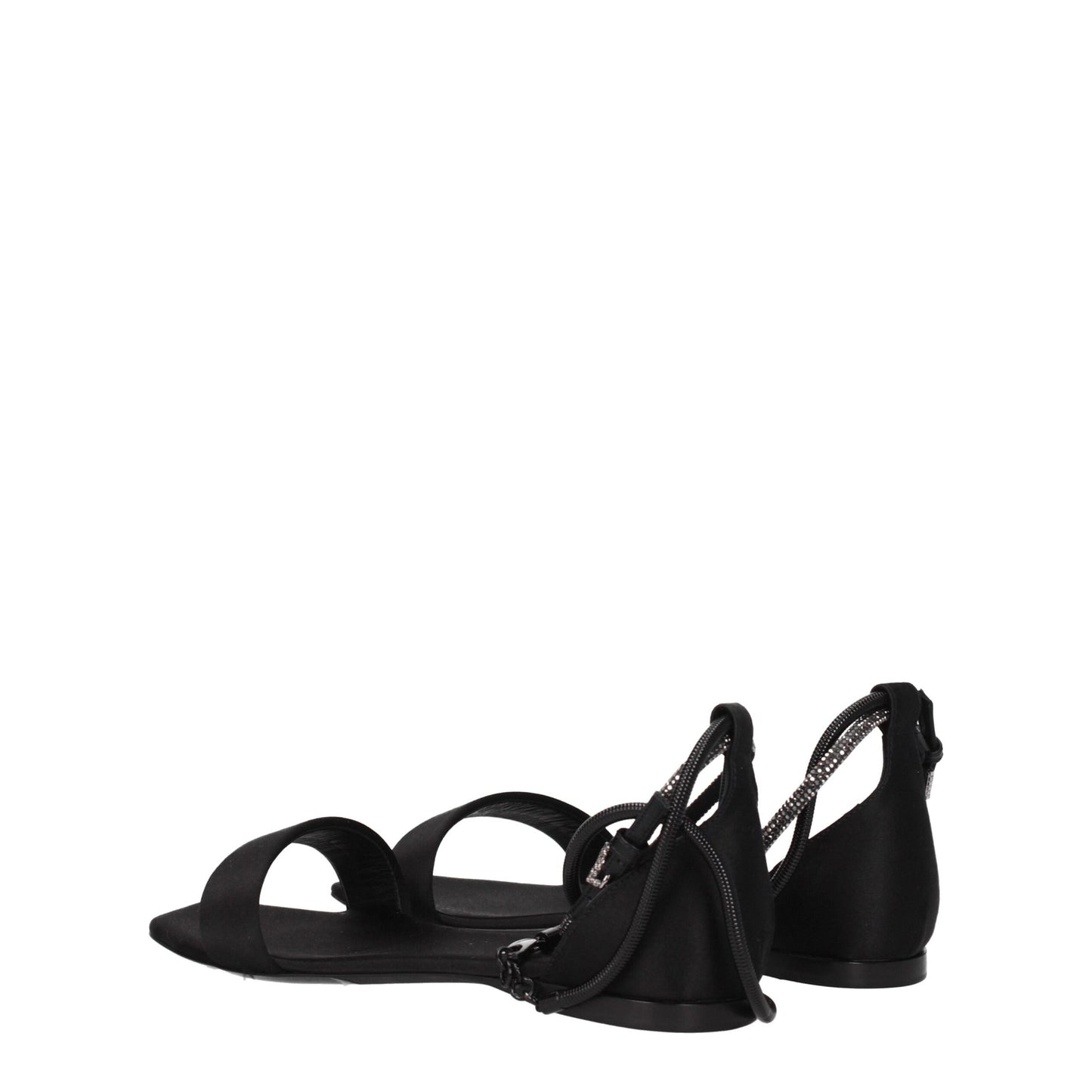 Max Mara Zwarte Satijnen Platte Sandalen