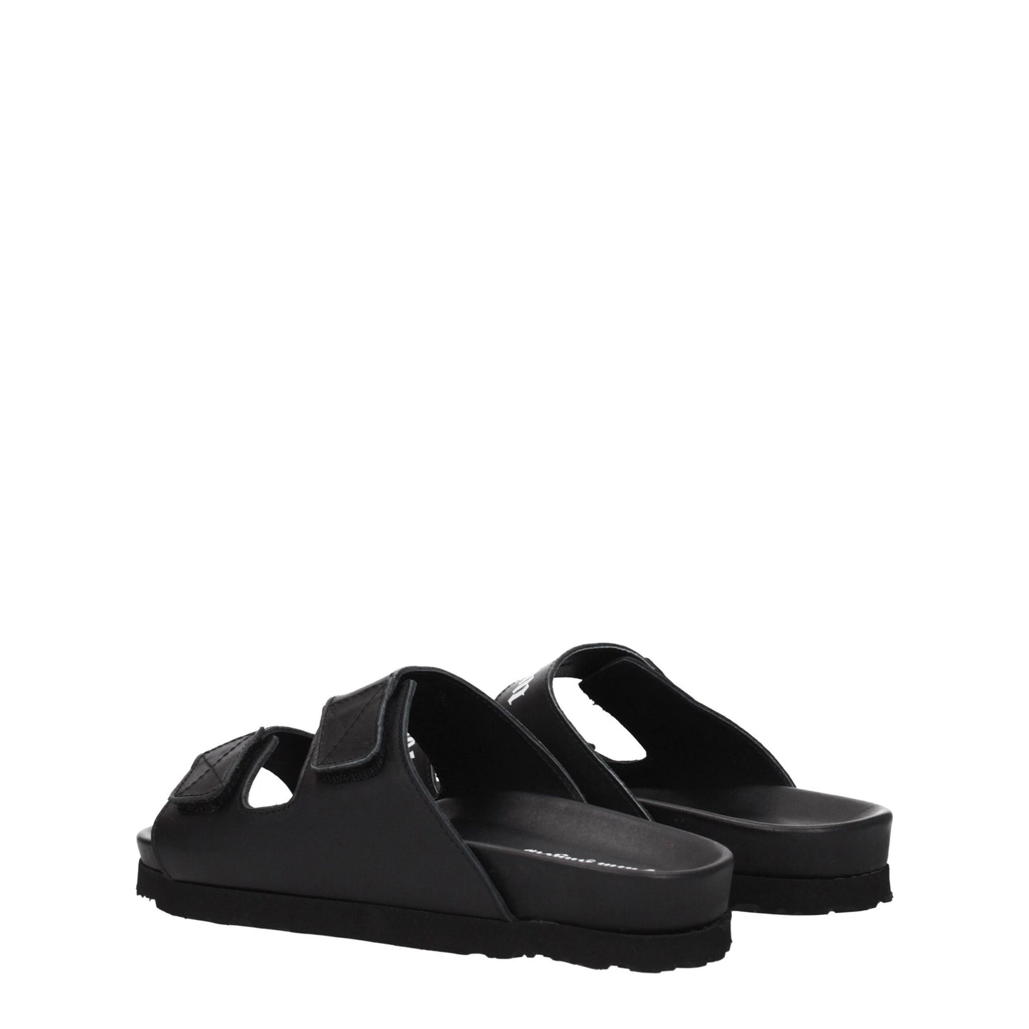 Palm Angels Zwarte Lederen Platte Sandalen
