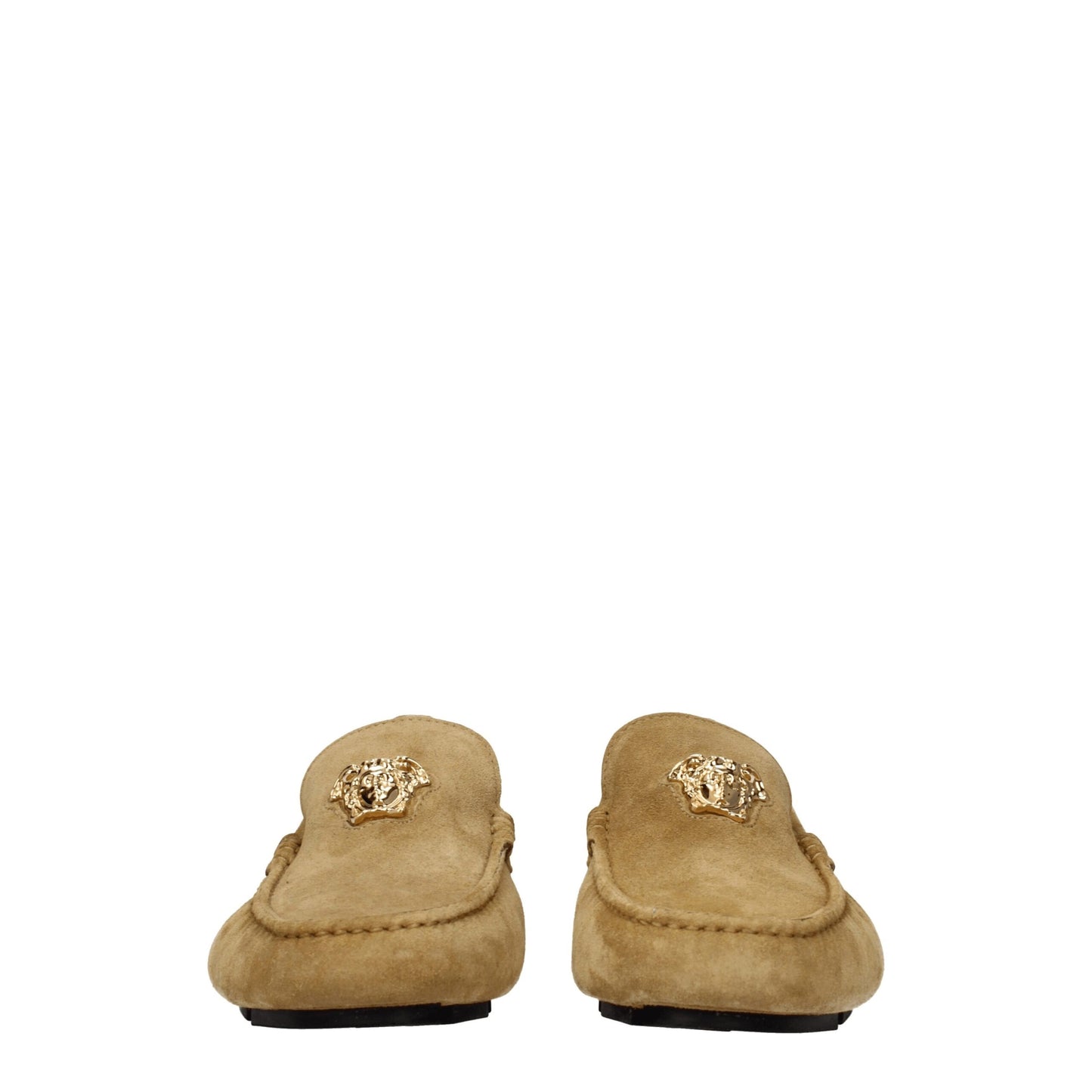 Brogues à enfiler en cuir beige de Versace
