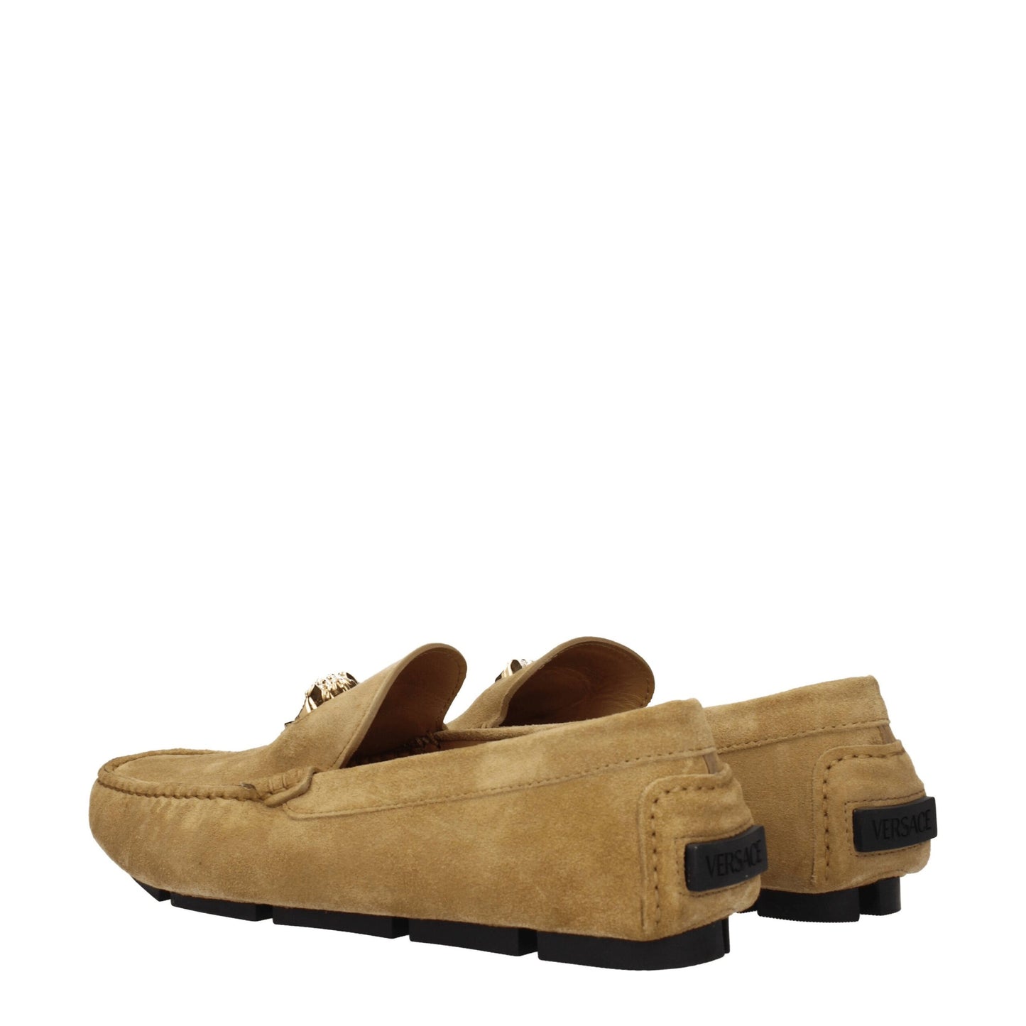 Brogues à enfiler en cuir beige de Versace