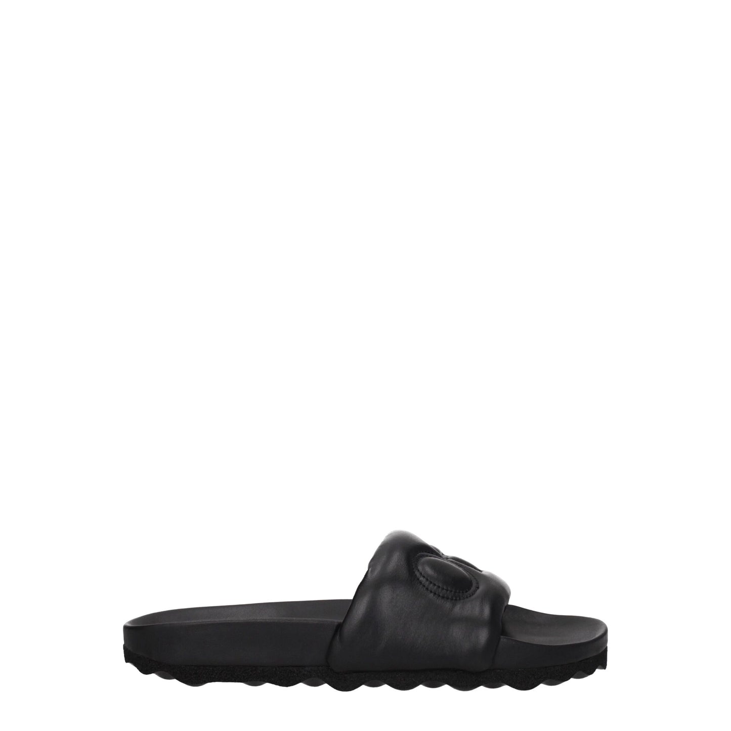 Sandales-chaussons en cuir blanc cassé et noir