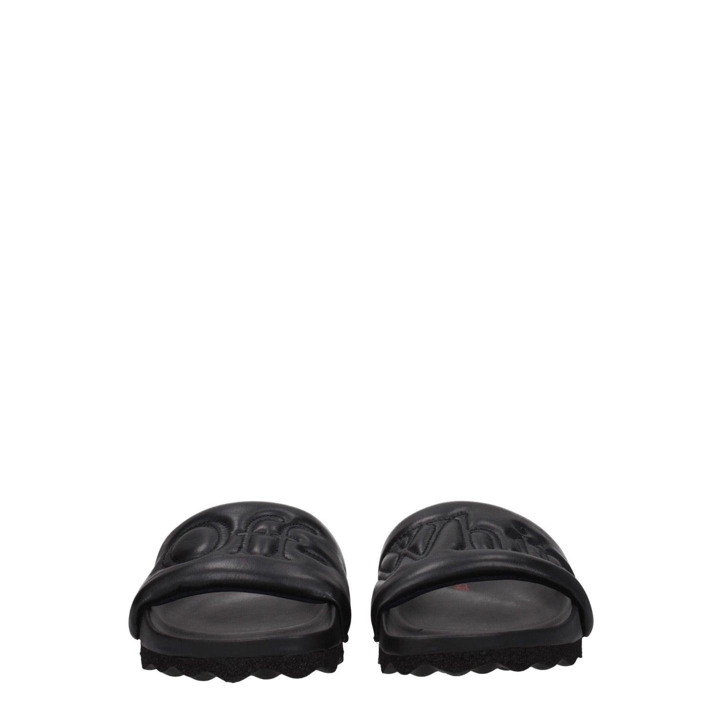 Sandales-chaussons en cuir blanc cassé et noir