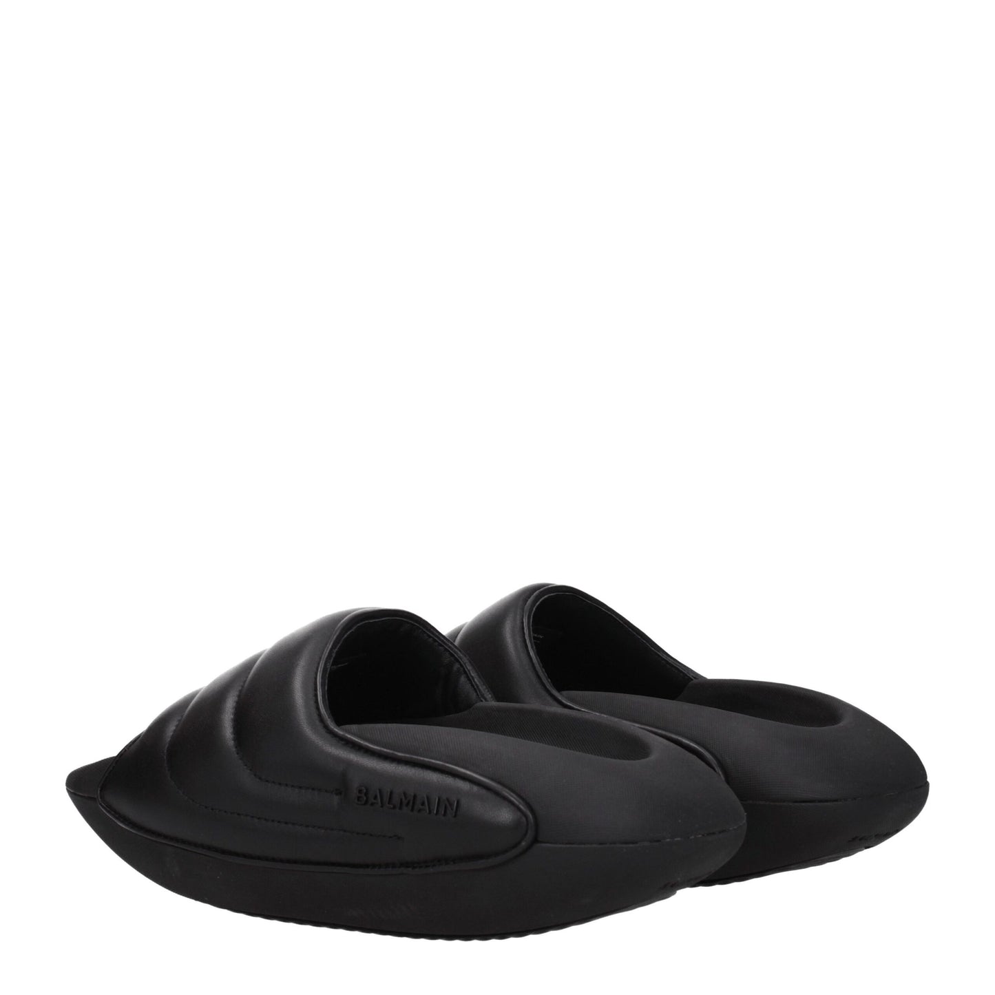 Sandales-chaussons en cuir noir Balmain
