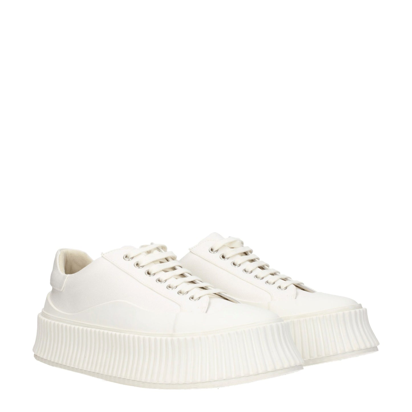 Sneakers à plateforme en tissu blanc de Jil Sander