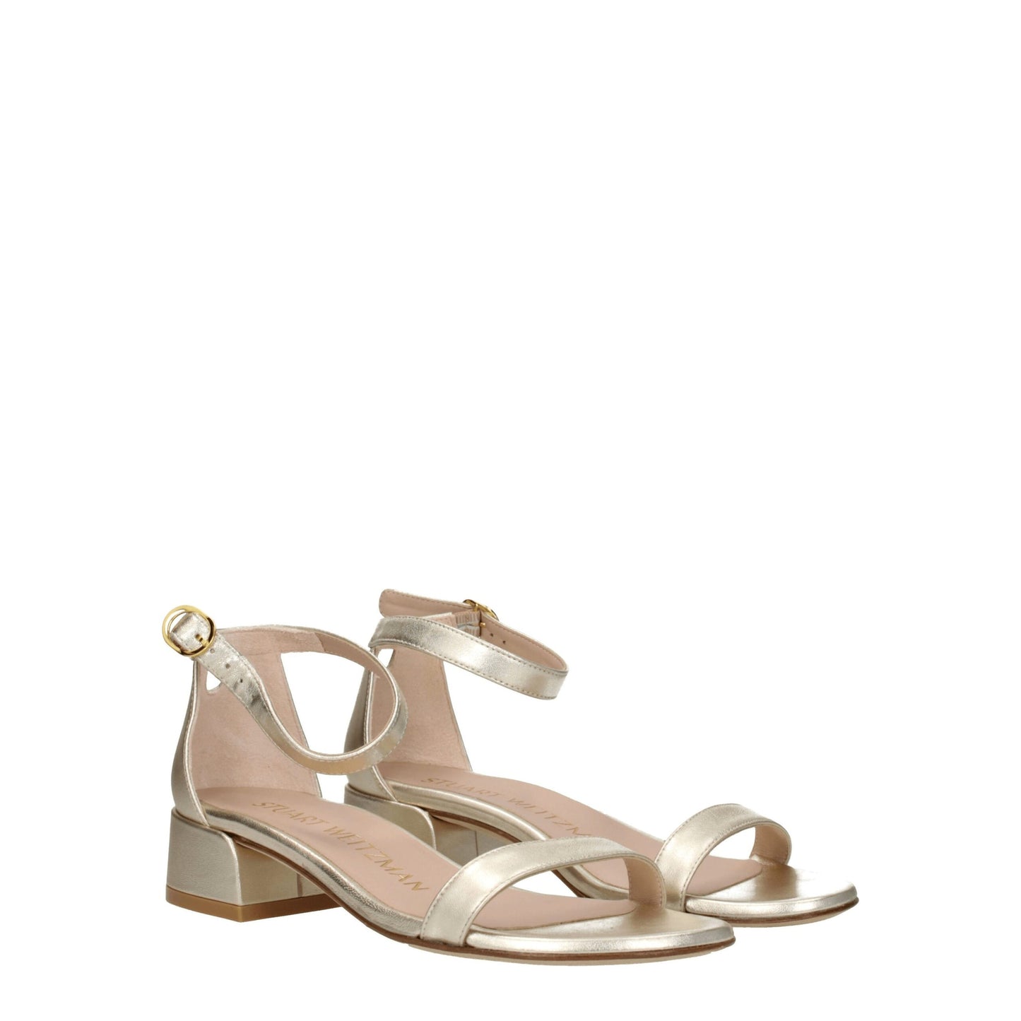 Gouden leren platte sandalen van Stuart Weitzman