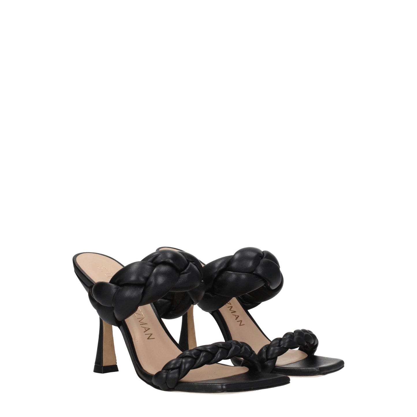Sandales à talons aiguilles en cuir noir de Stuart Weitzman