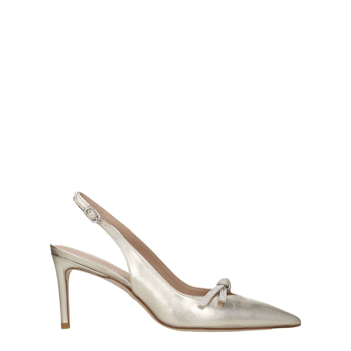 Gouden leren stiletto sandalen van Stuart Weitzman