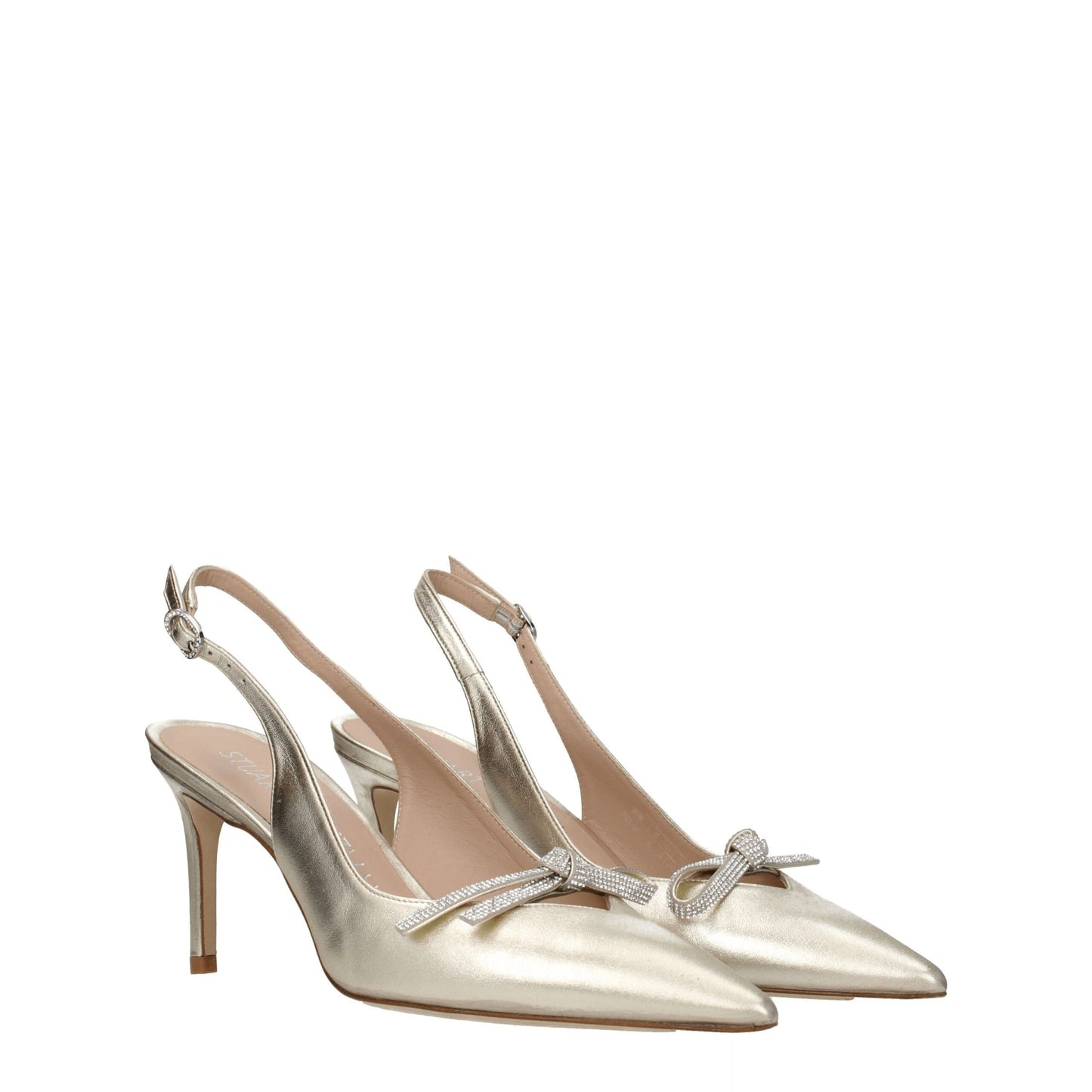 Gouden leren stiletto sandalen van Stuart Weitzman