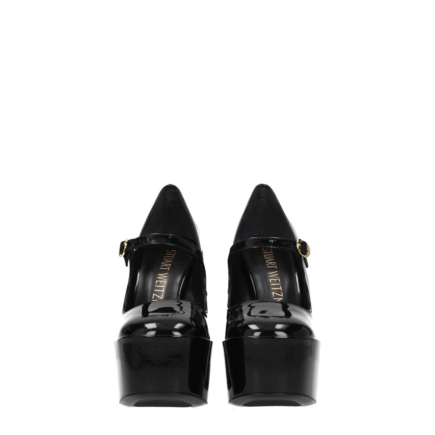 Stuart Weitzman zwarte leren pumps met plateauzool