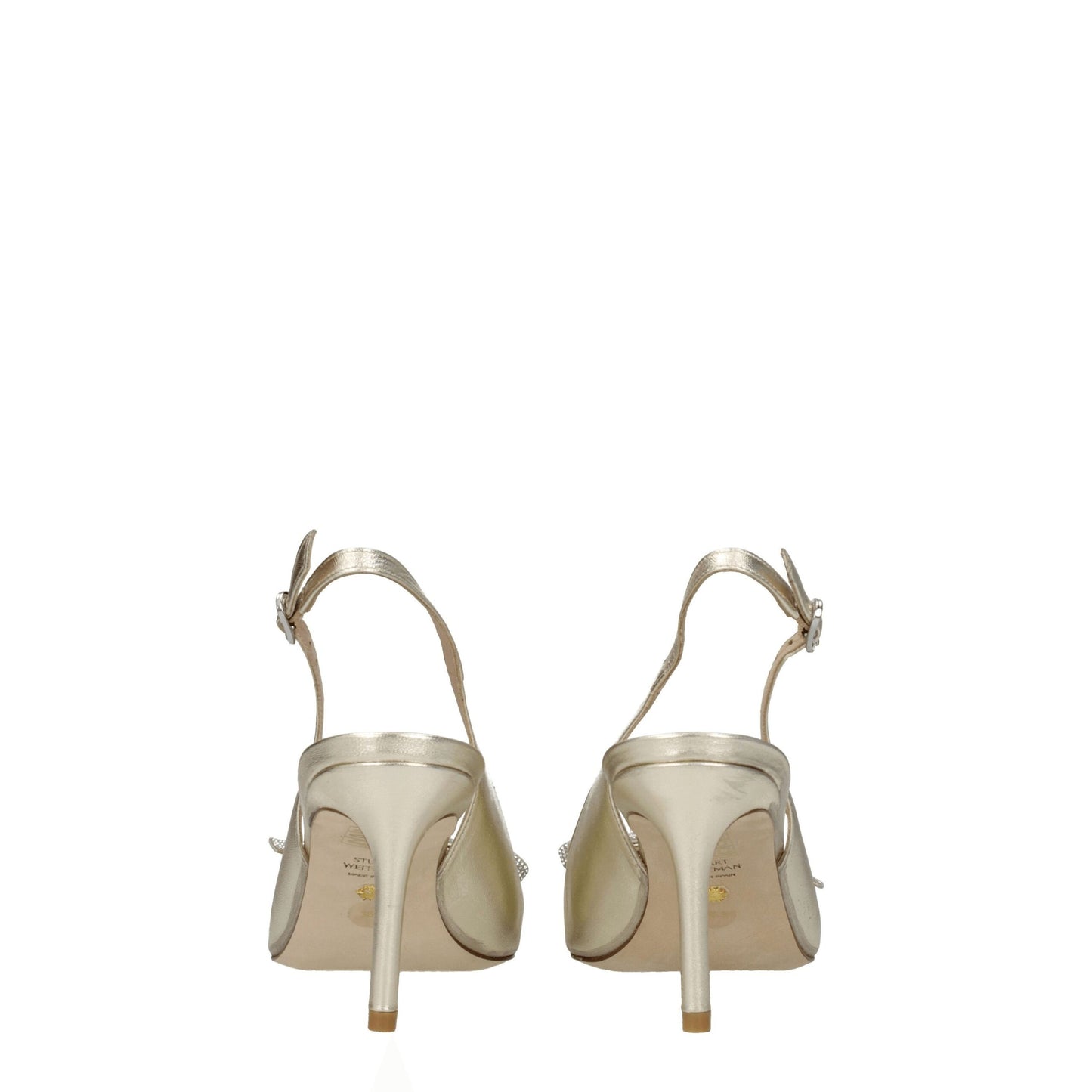 Gouden leren stiletto sandalen van Stuart Weitzman